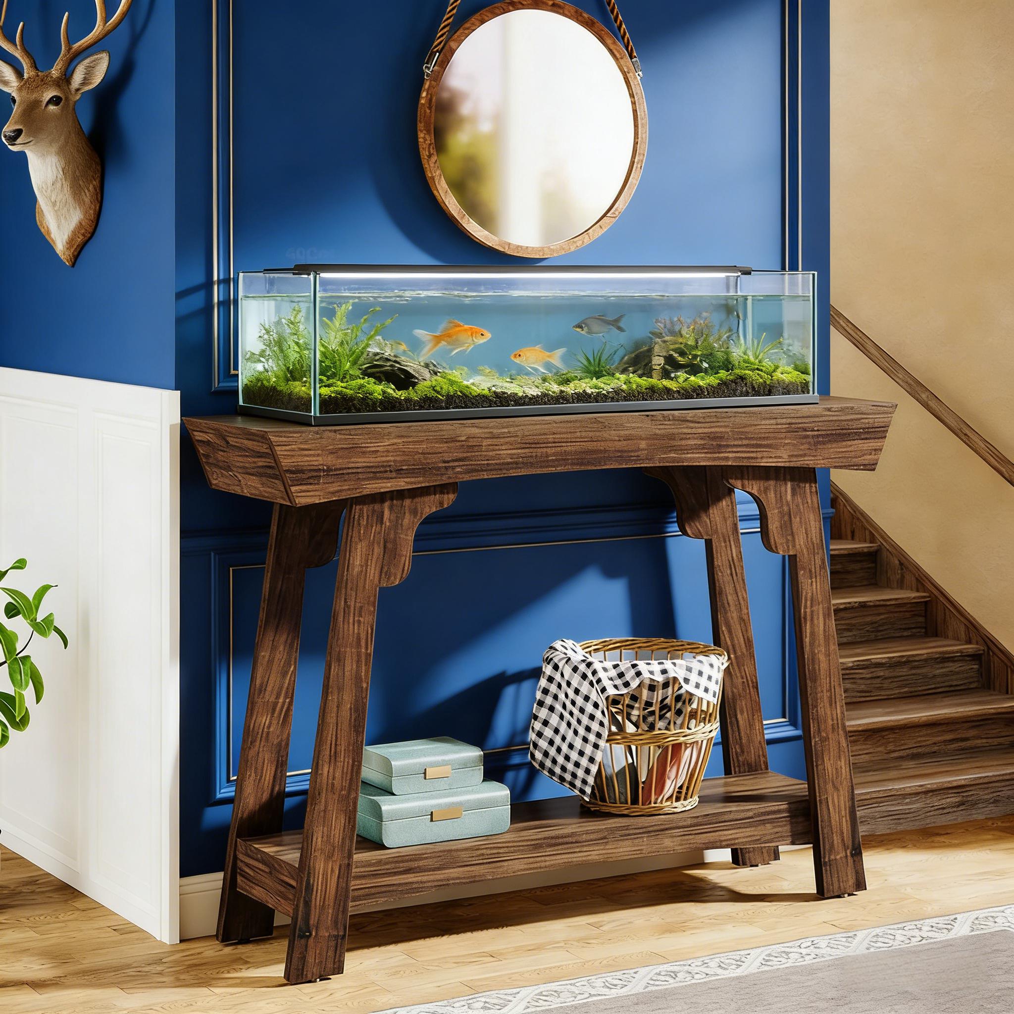 Console Table, Farmhouse 2-Tier Sofa Table Entryway Table with Storage Shelf
