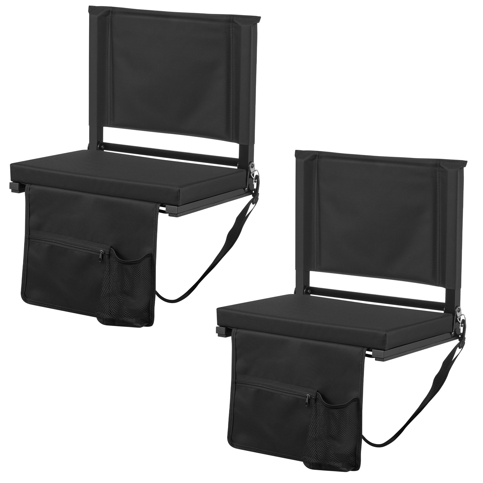 Stadium Seat, Folding Bleacher Seat with Back Support and Thick Cushion, Padded Stadium Seats for Bleacher Includes Shoulder Strap, Hooks, Cup Holder,