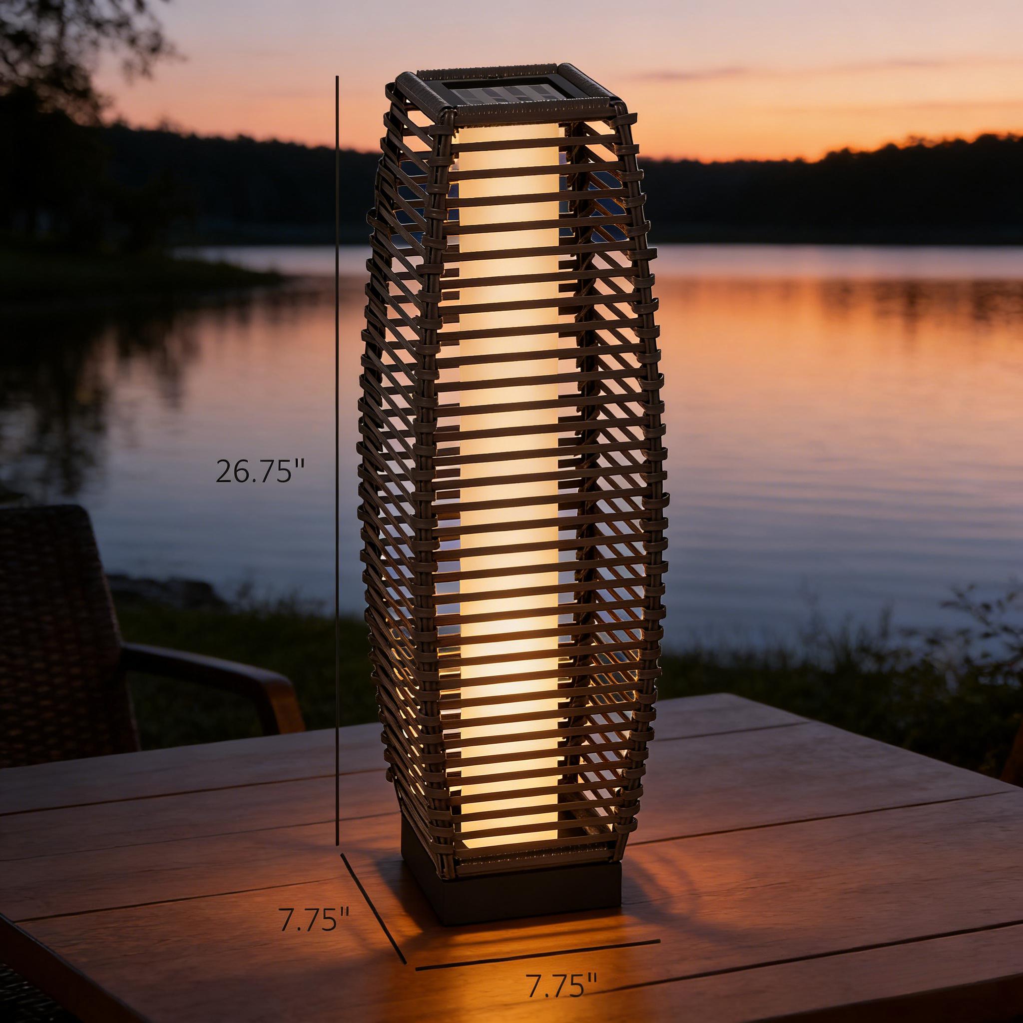 Solar Floor Lamp, Outdoor Garden Lantern Pathway Light & Decorative Driveway Lighting with Auto On/Off LED Lights