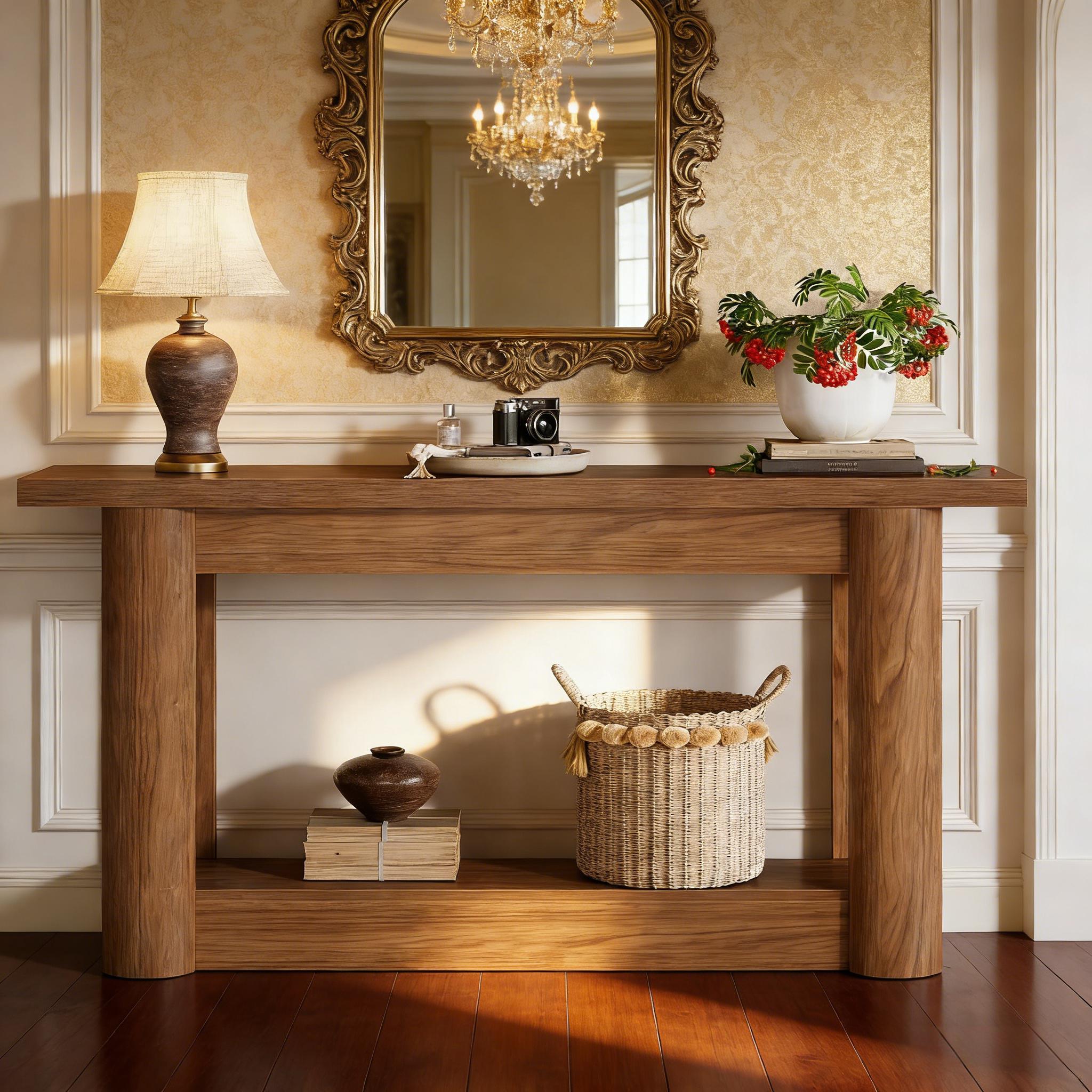 Console Table, 2-Tier Farmhouse Entryway Sofa Table