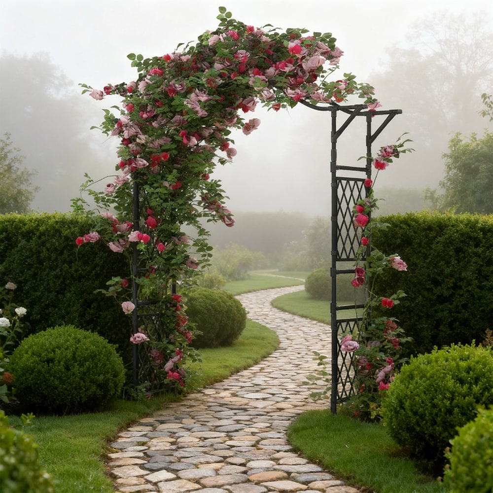 67 x 83 Inch Garden Arch Trellis Metal Pergola Arbor for Climbing Plants