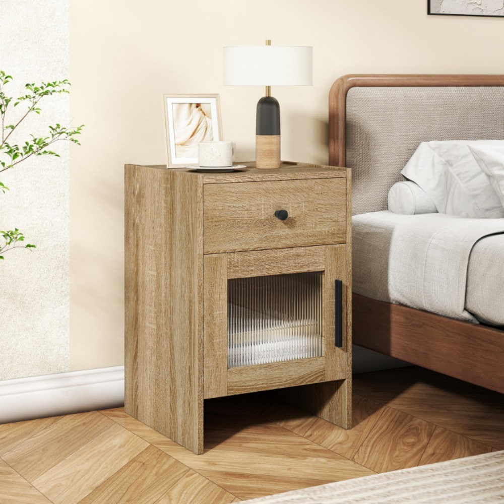 Nightstand with Drawer and Cabinet