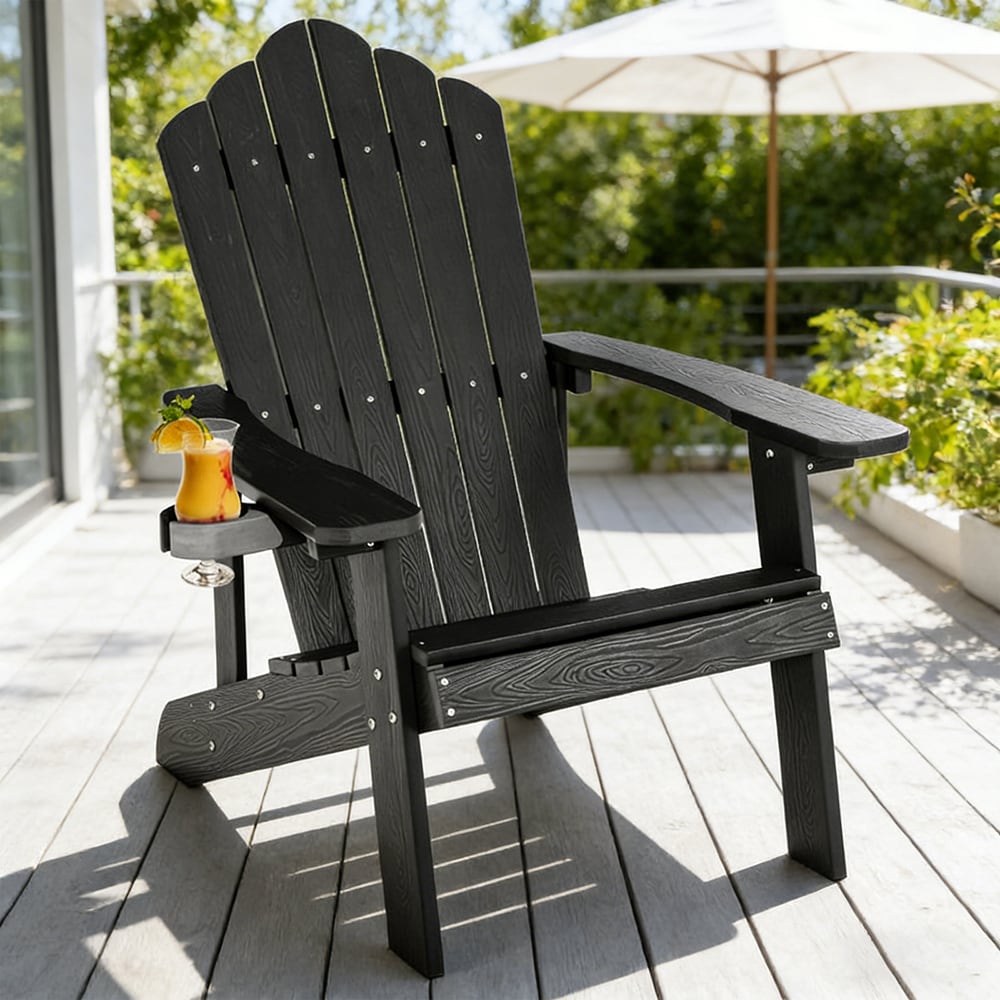Weather Resistant HIPS Outdoor Adirondack Chair with Cup Holder