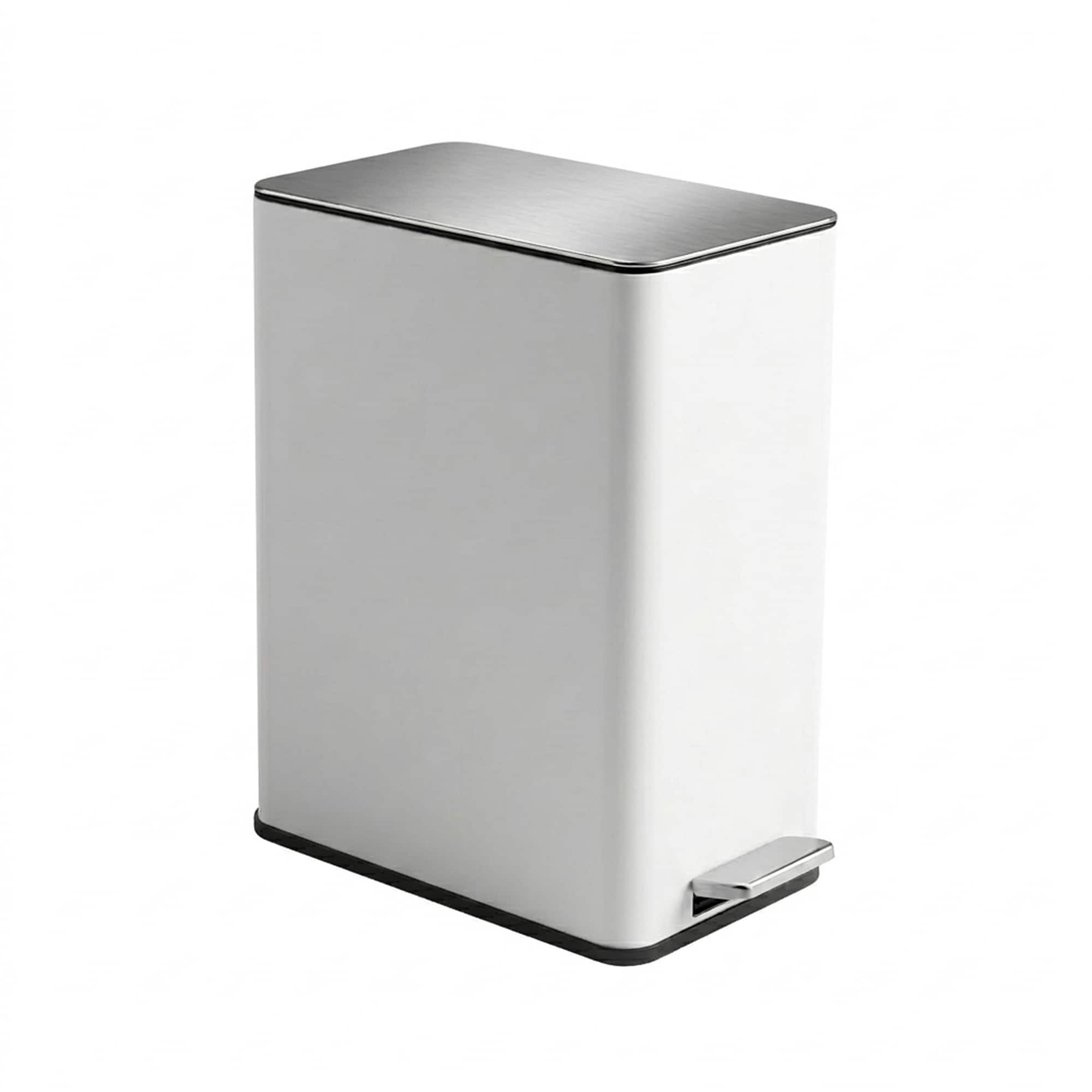 15L/4 Gallon Rectangular Step Trash Can, Stainless Steel Garbage Can with Foot Pedal, Removable Inner Bucket with Grip Groove and Side Handle for Kitc