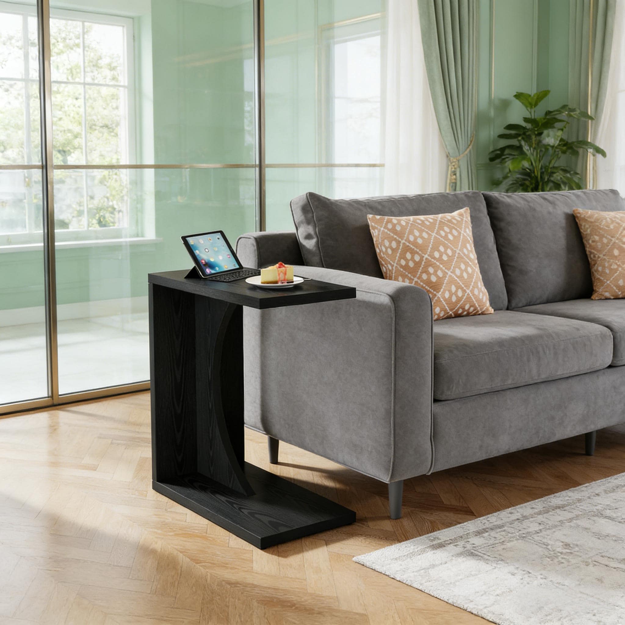 C-Shaped End Table, Sofa Side Table Couch Table