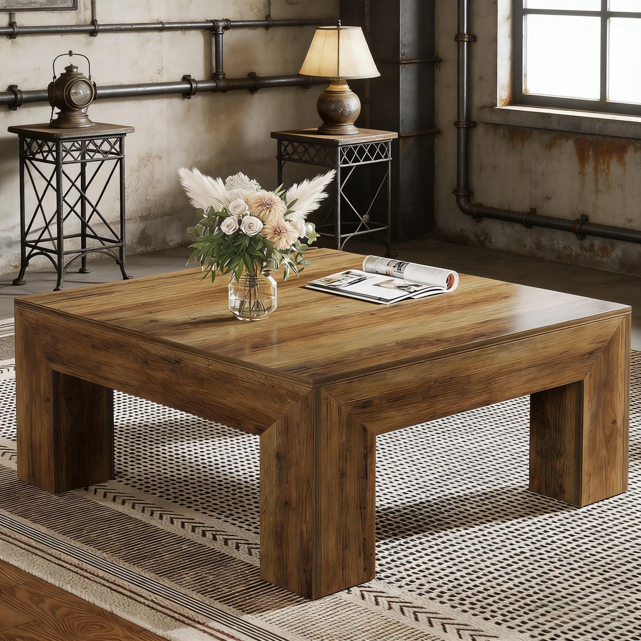 Coffee Table, Farmhouse Square Accent Center Cocktail Table