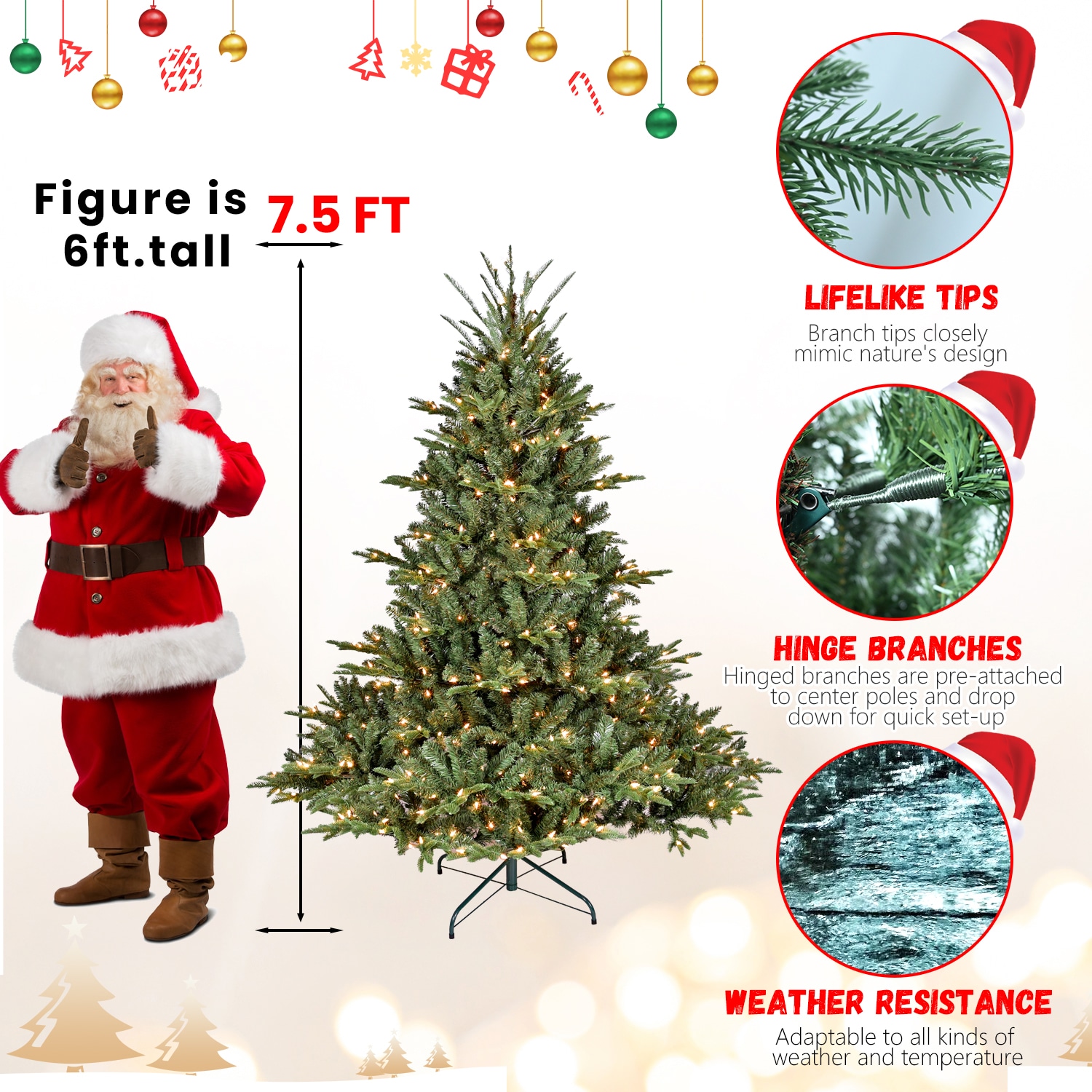 7.5ft PE/PVC mixed tree （memory wire+iron wire）