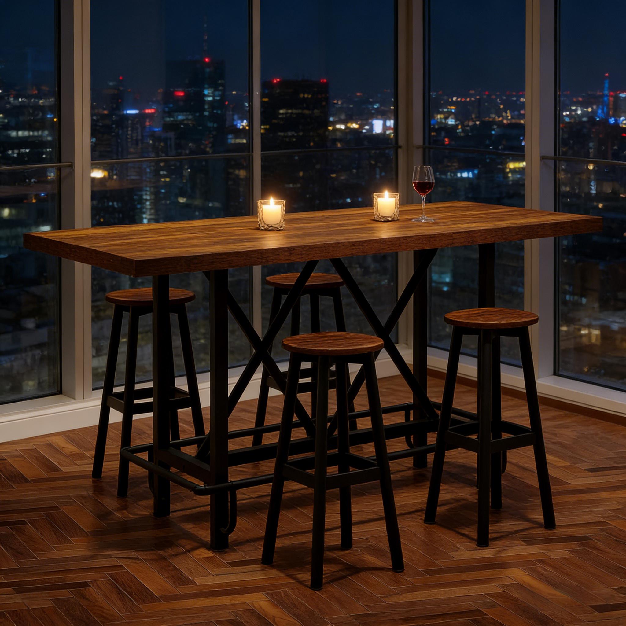 Bar Table, Farmhouse Pub Bar Counter Height Table(without Footrest)
