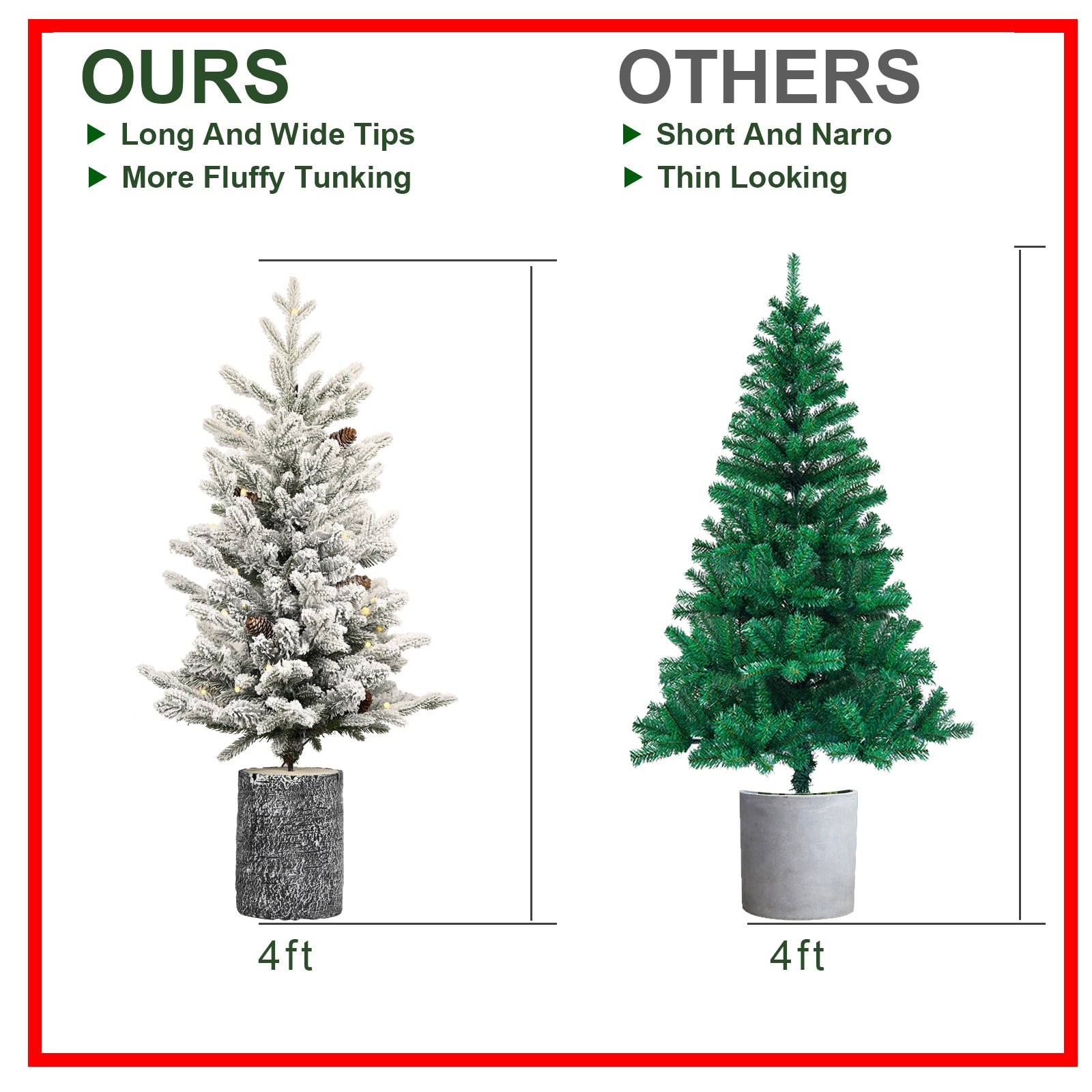 4.5ft PE/PVC decorated flocking basin tree Pine cone *19