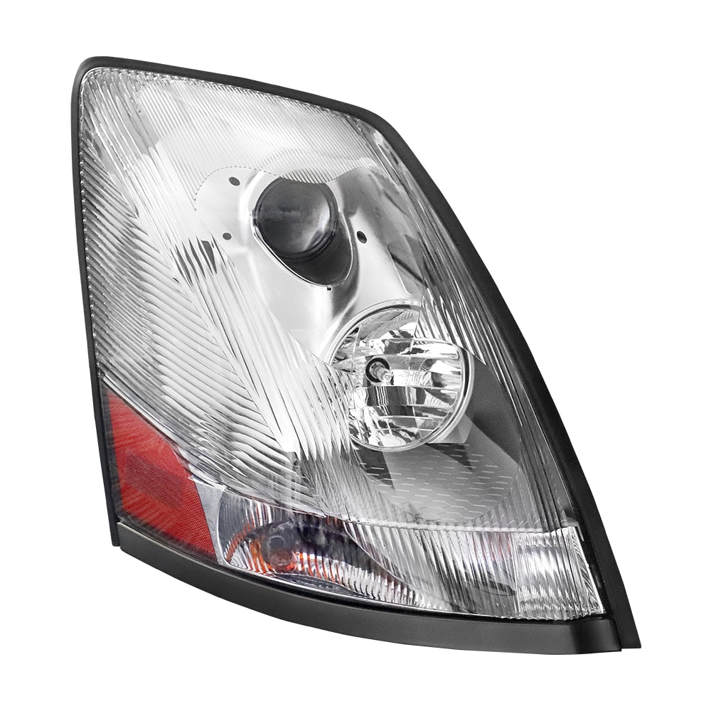 Chrome Headlight Assembly Fit for 2004-2018 Volvo VNL VNM 2004-2015 Volvo VN, Halogen Headlamp Right/Passenger Side, Bulbs Included