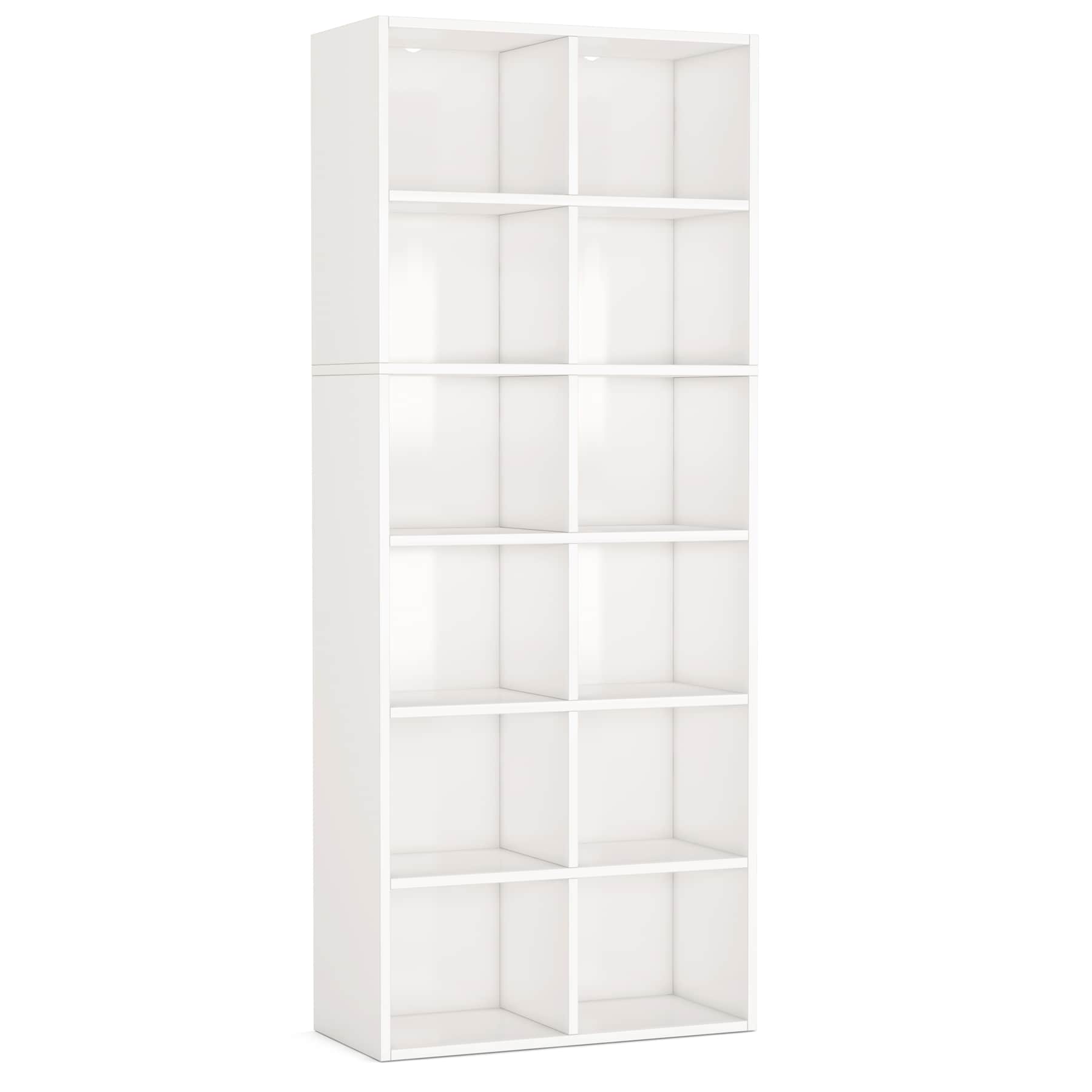 Bookcase, Modern Bookshelf with 12 Cube Storage