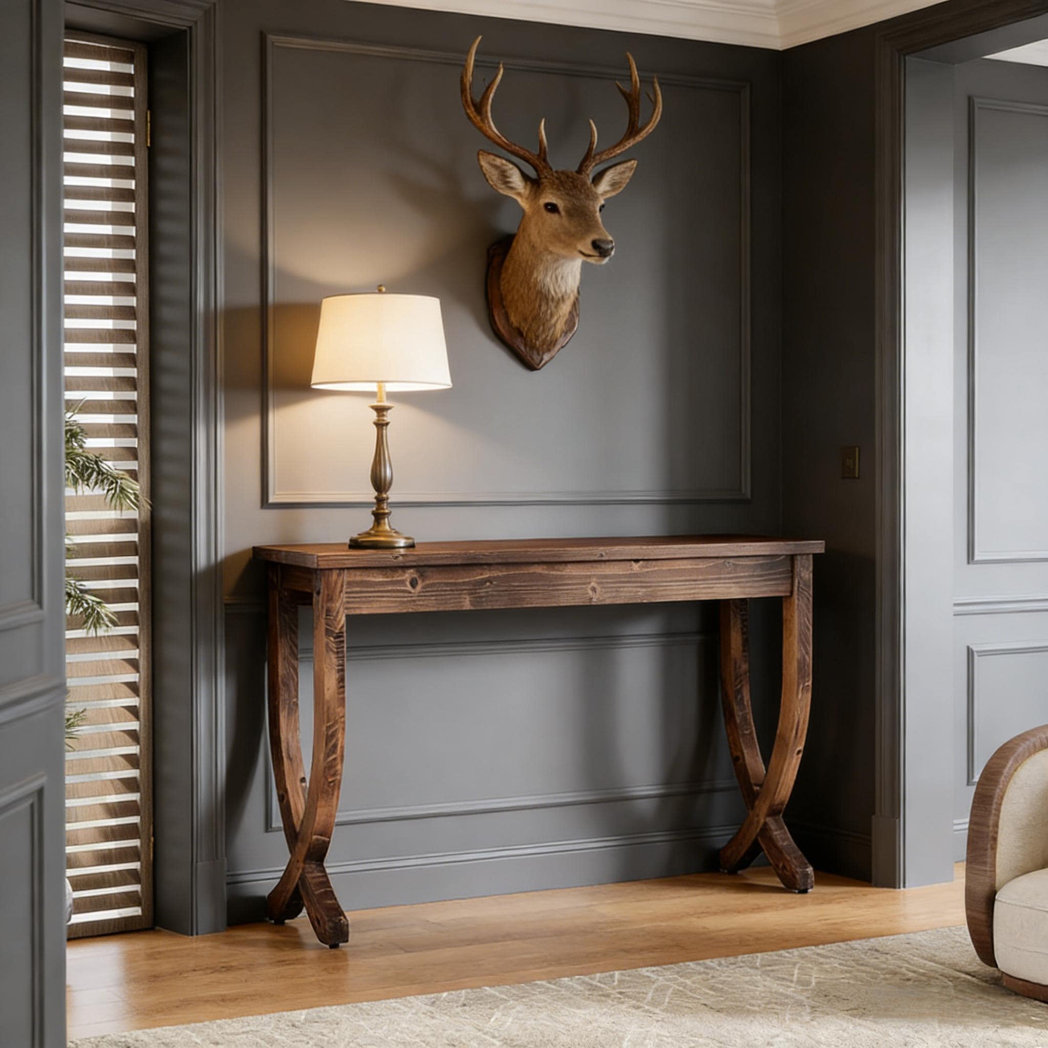 Solid Wood Console Table, Farmhouse Entryway Table for Living Room