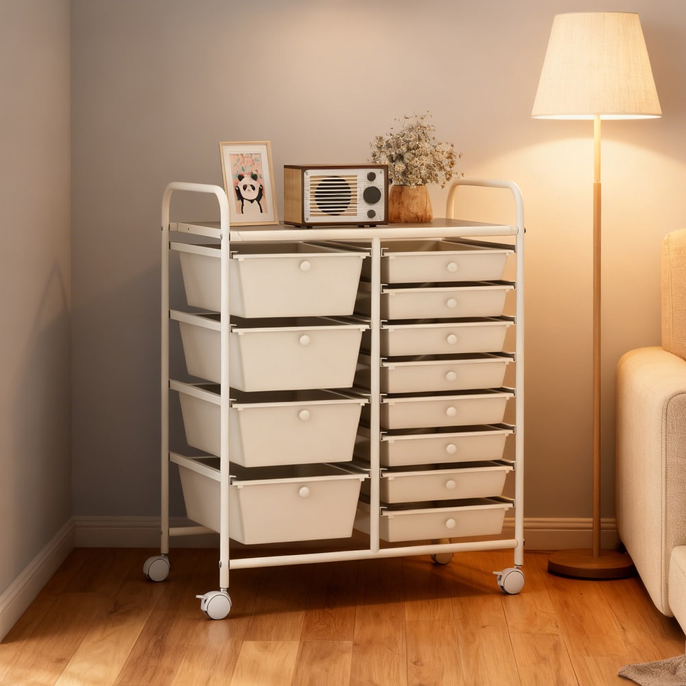 12-Drawer Utility Rolling Cart with Drawers Multi-Use Storage