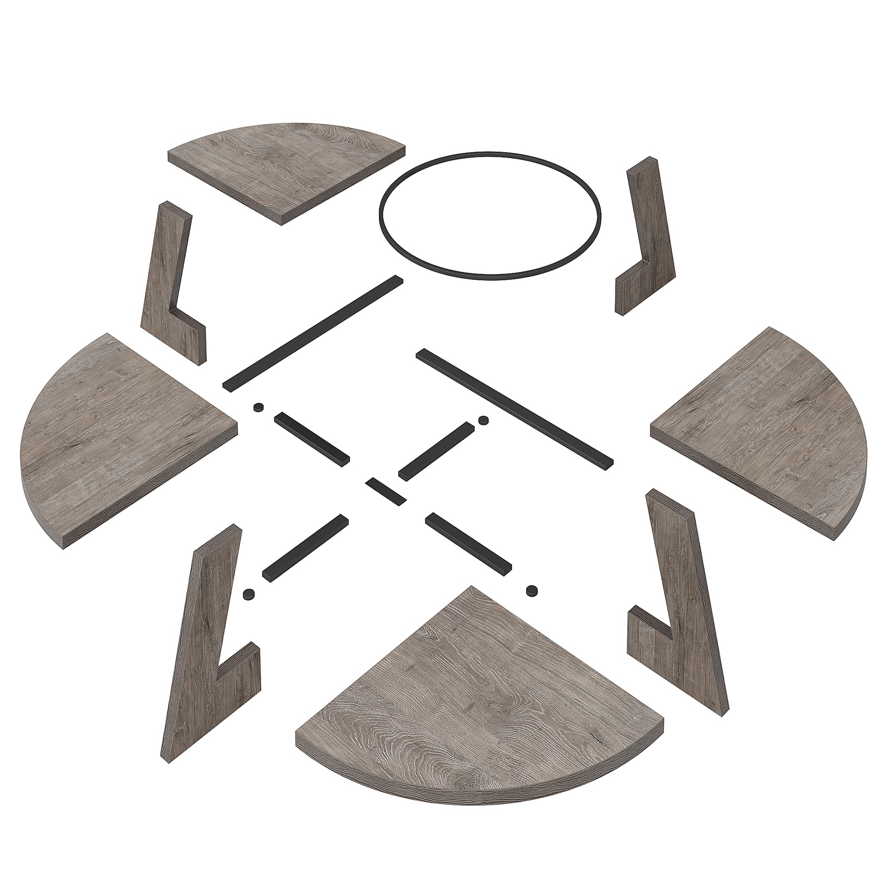 Farmhouse Dining Table, Round Wooden Kitchen Dinner Table for 4 People