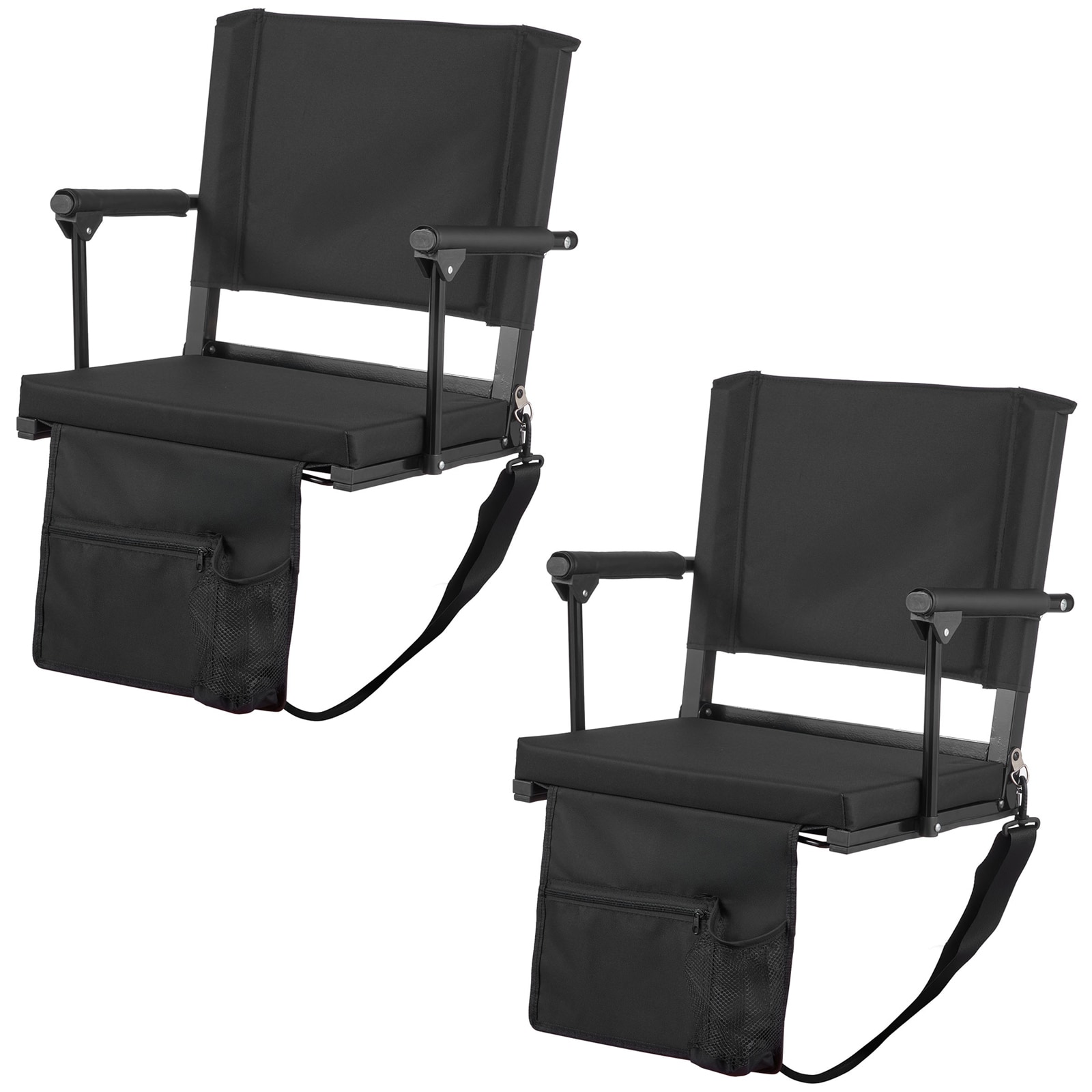 Stadium Seat, Portable Bleacher Seat with Armrest, Back Support and Thick Cushion, Bench Chair for Bleacher Includes Shoulder Strap, Hooks, Cup Holder
