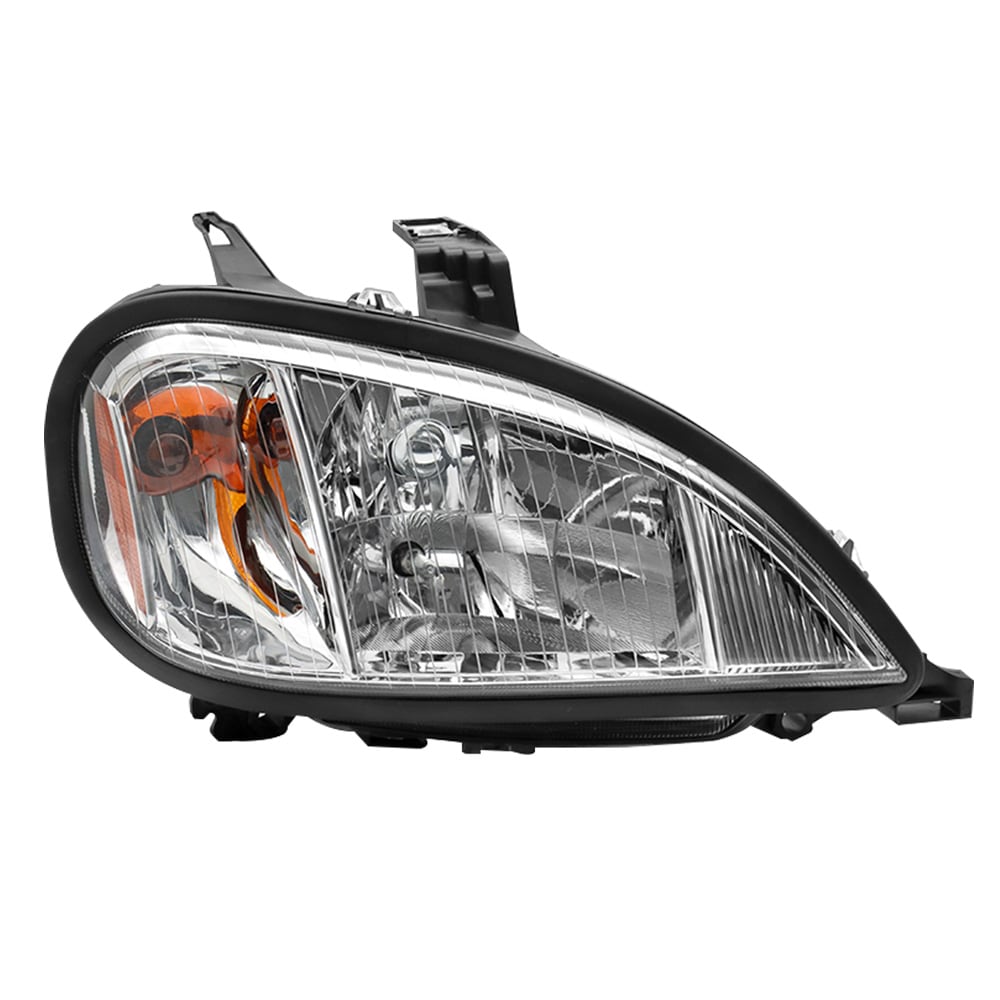 Headlights Assembly Fit For 2004-2017 Freightliner Columbia, Chrome Housing And Amber Reflector Headlamps, Right/Passenger Side, Including Halogen bul