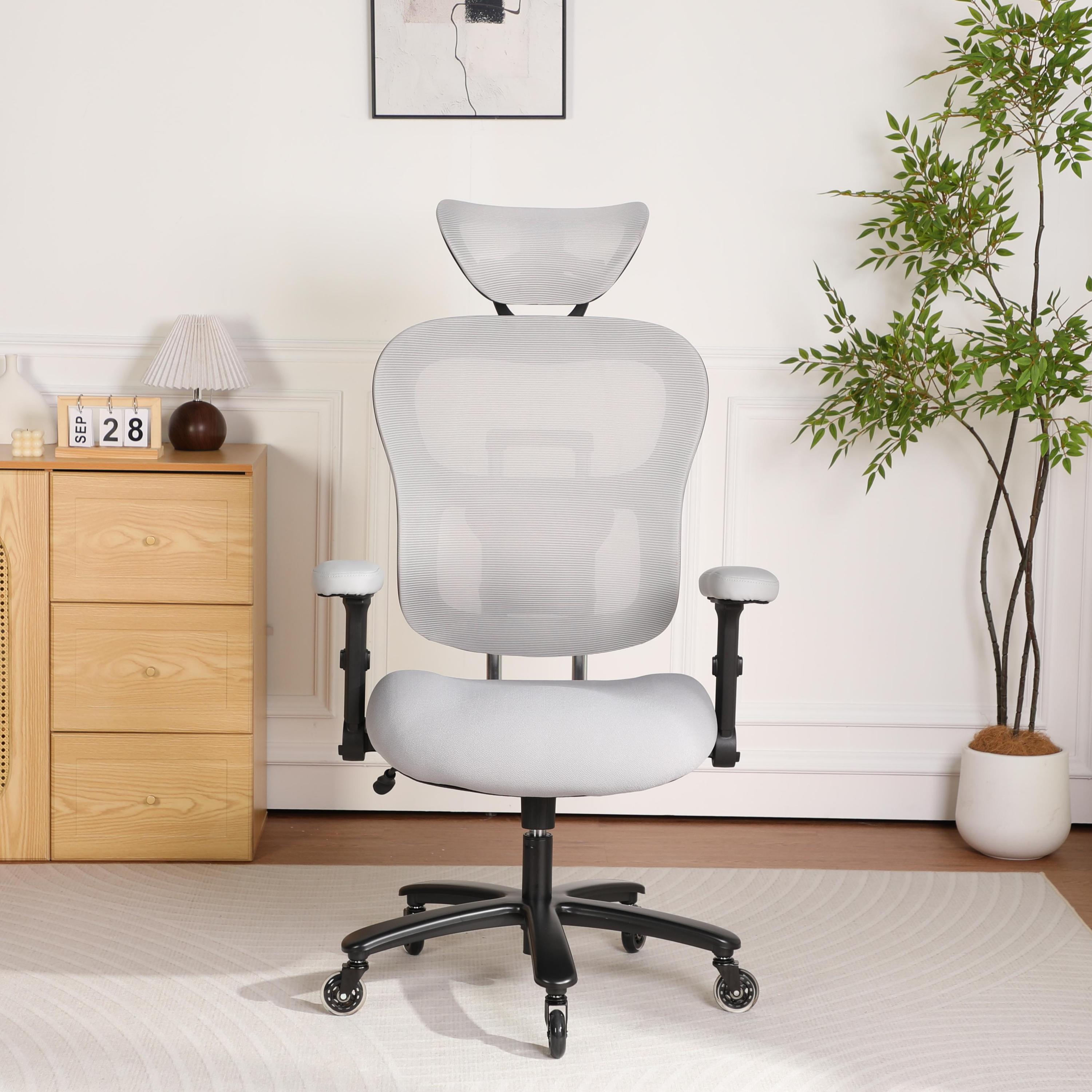 Big and Tall Office Chair Mesh Breathable, Gaming Chair with Adjustable Backrest Height & Headrest Angle & Adaptive Lumbar Lupport, Executive Computer