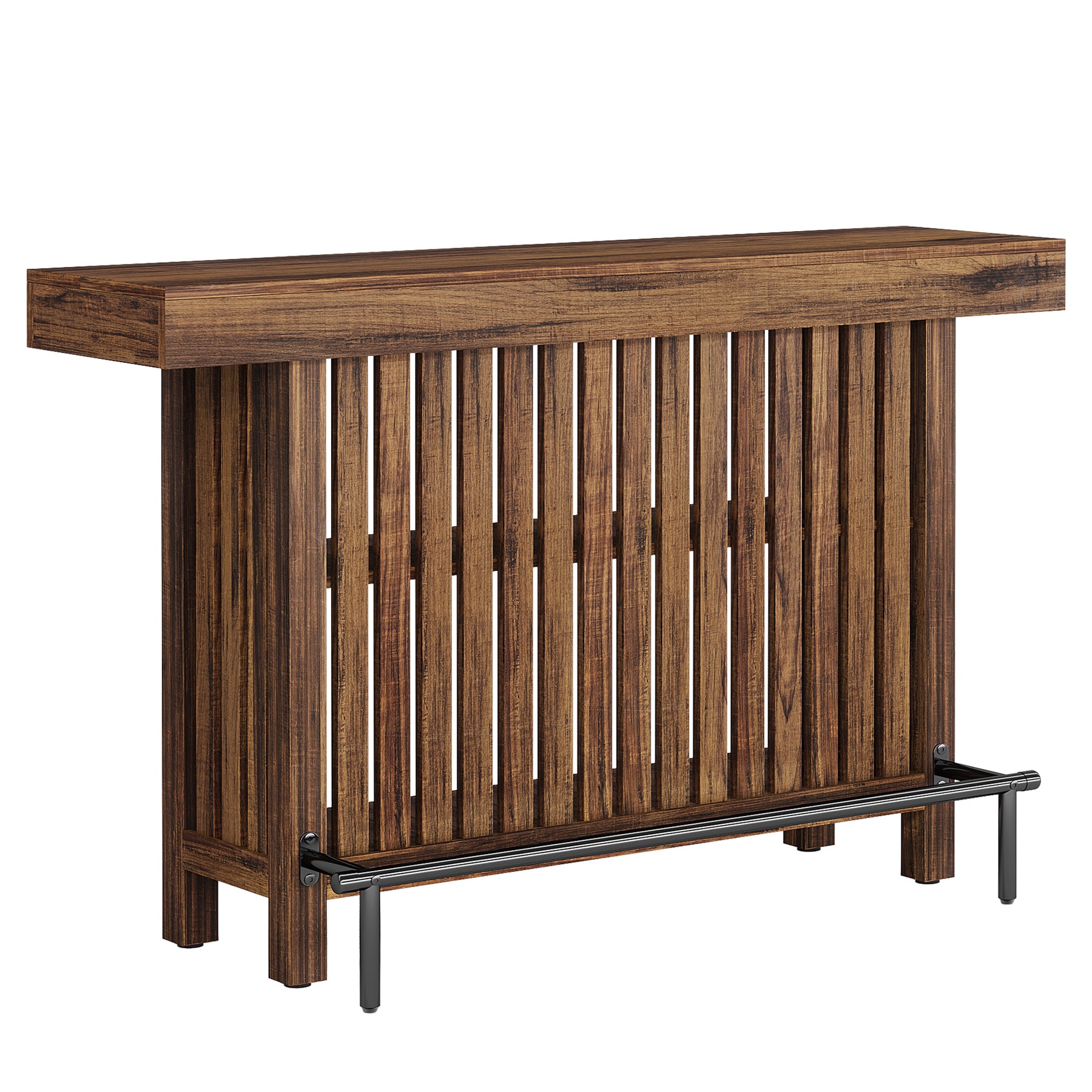 Home Bar Unit, Modern 2-Tier Bar Table with Footrest