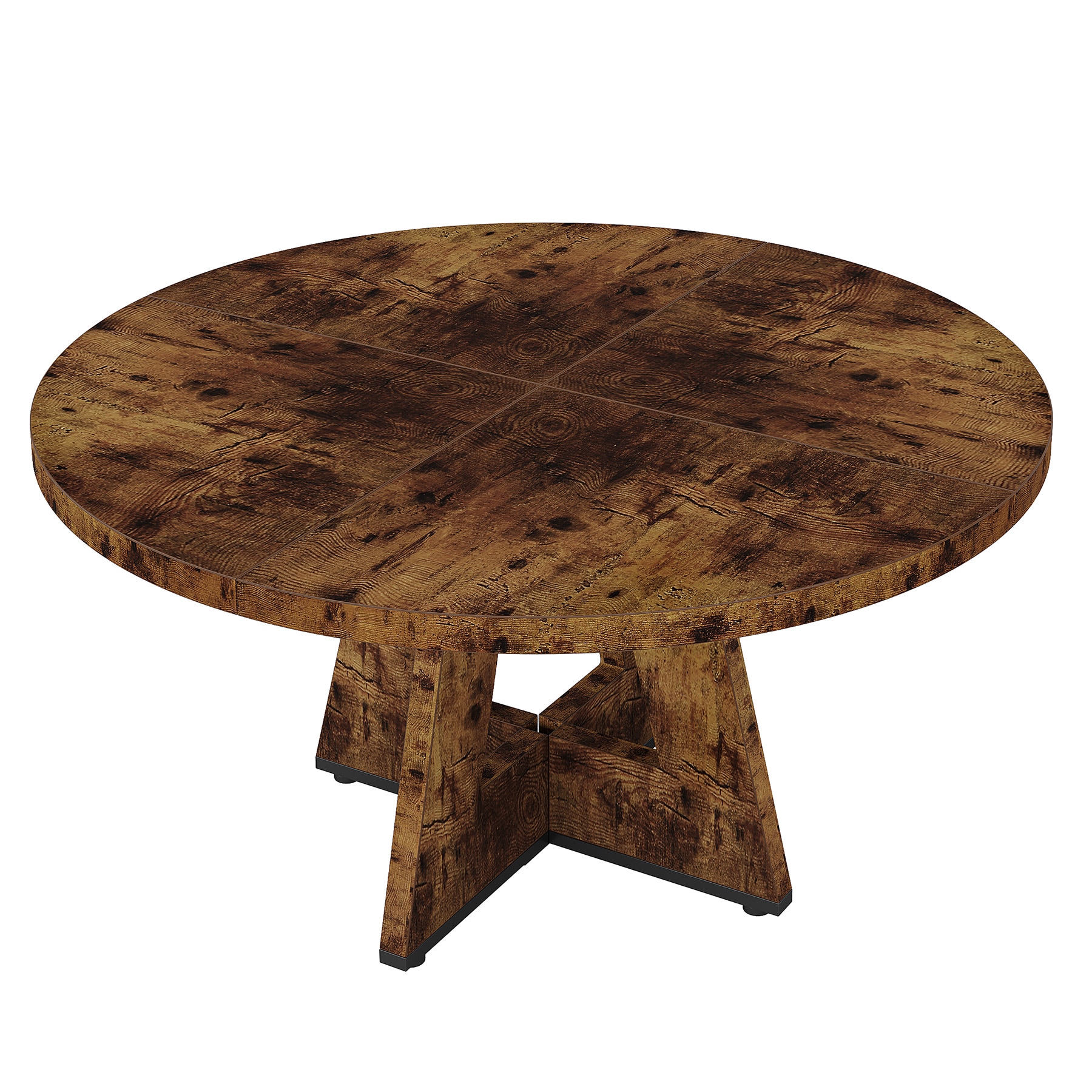 Dining Table, Round Wooden Kitchen Dinner Table for 4 People