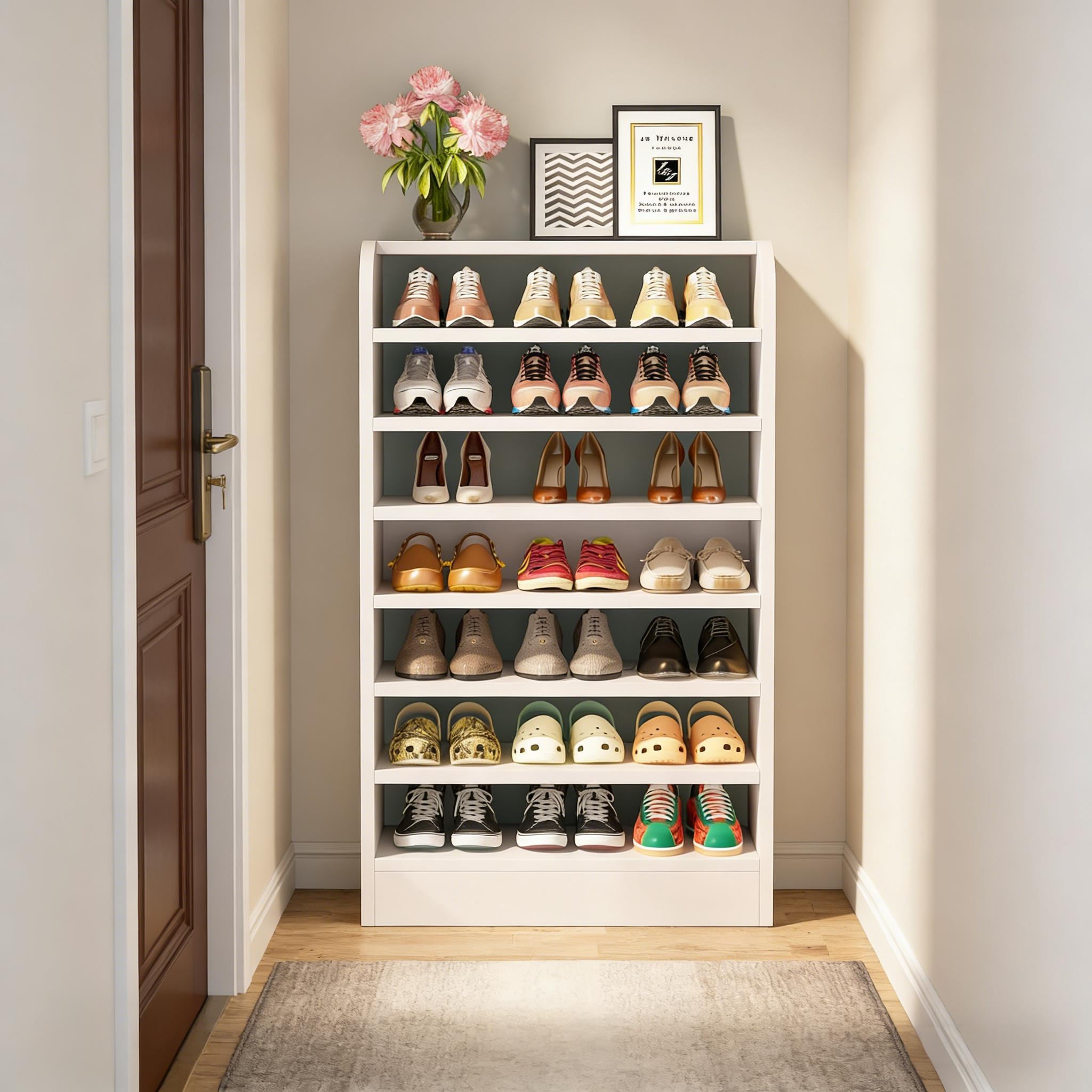 8-Tier Shoe Rack, Wooden Shoe Shelf Shoe Storage Cabinetwh