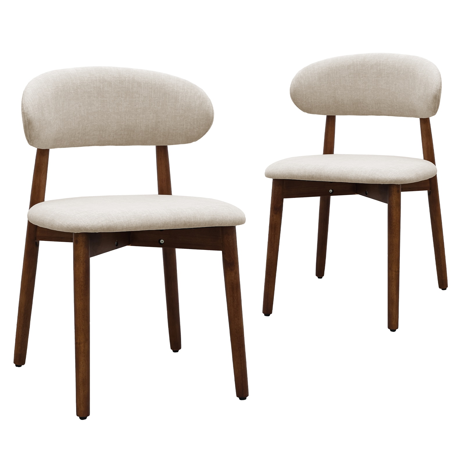 Warm Grey Flannelette Upholstered Dining Chair with Walnut Solid Wood Legs, Armless Chair Set of 2 for Kitchen, Restaurant, Living, Meeting Room