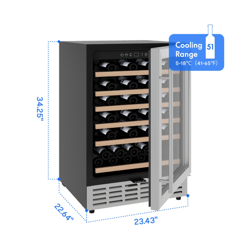 24in Wine Refrigerator Cooler-51 Bottle Capacity