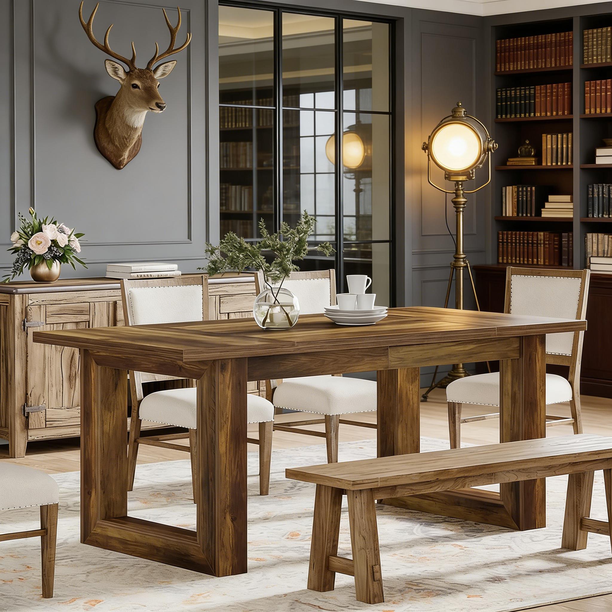 Dining Table, Rectangular Kitchen Dinner Table for Dining Room