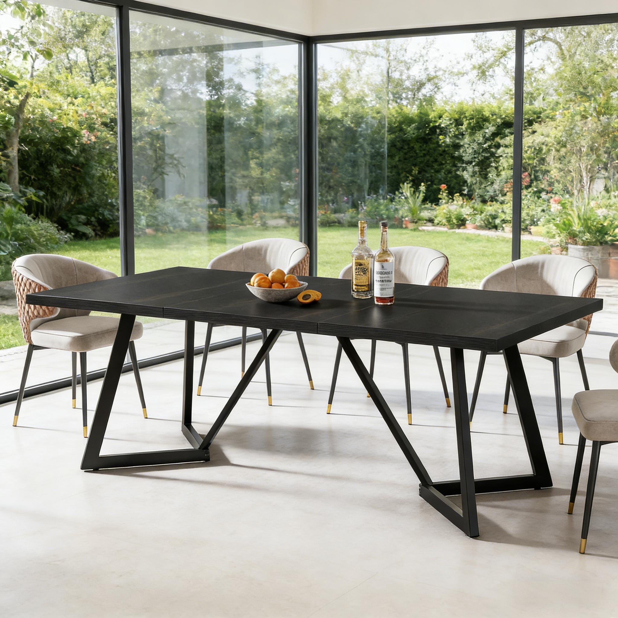 Dining Table, Modern Rectangular Kitchen Table for 6-8