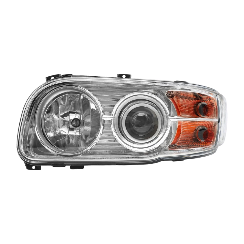 Halogen Headlights Assembly Compatible With 2008-2018 Peterbilt 388 389, Left/Driver Side, Chrome Clear Lens