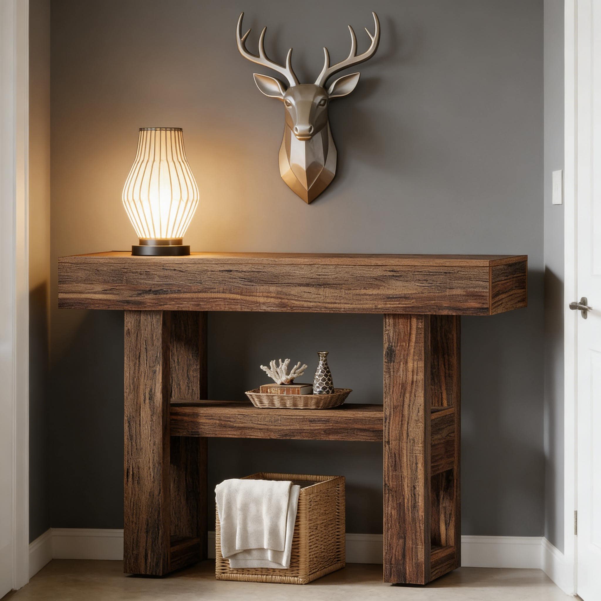Console Table, 2-Tier Narrow Sofa Entryway Table with Storage