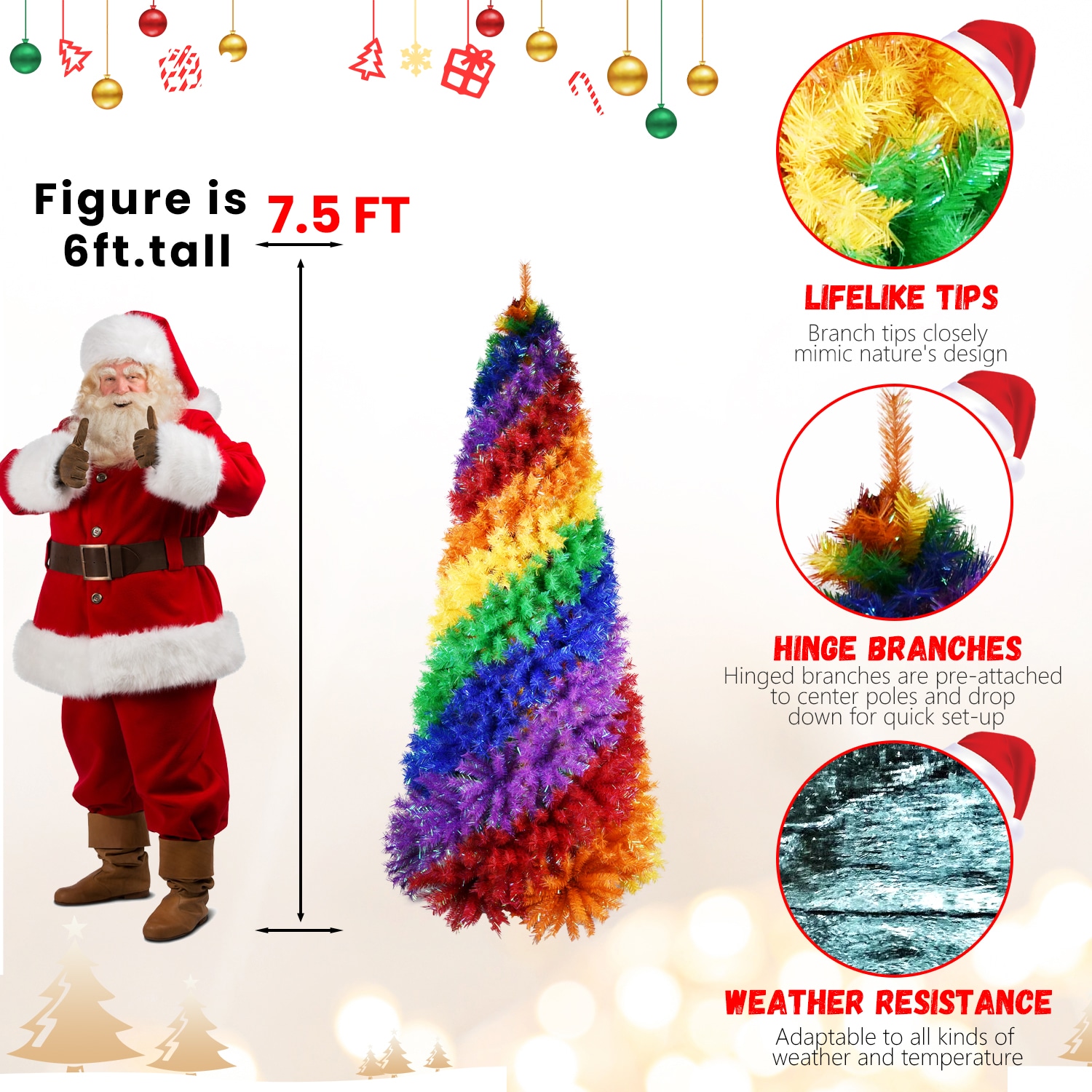 7.5ft PVC Rainbow Spiral Tree