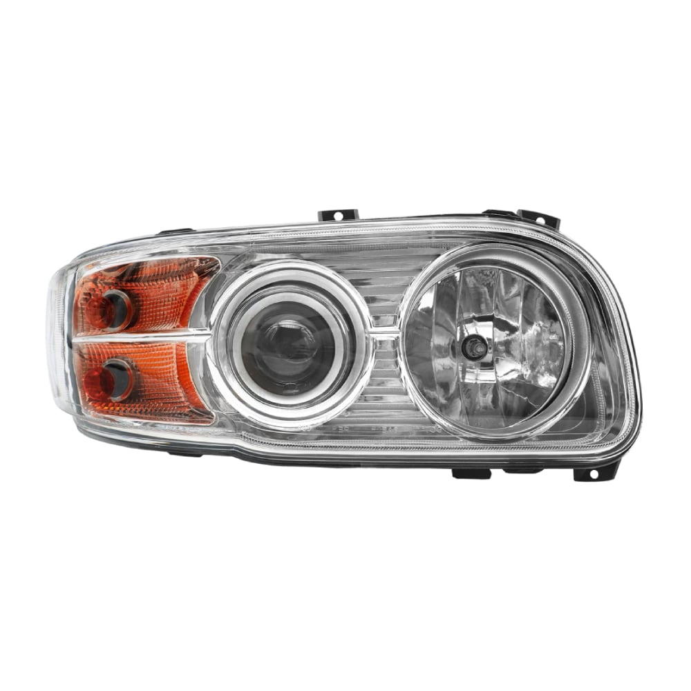 Halogen Headlights Assembly Compatible With 2008-2018 Peterbilt 388 389, Right/Passenger Side, Chrome Clear Lens