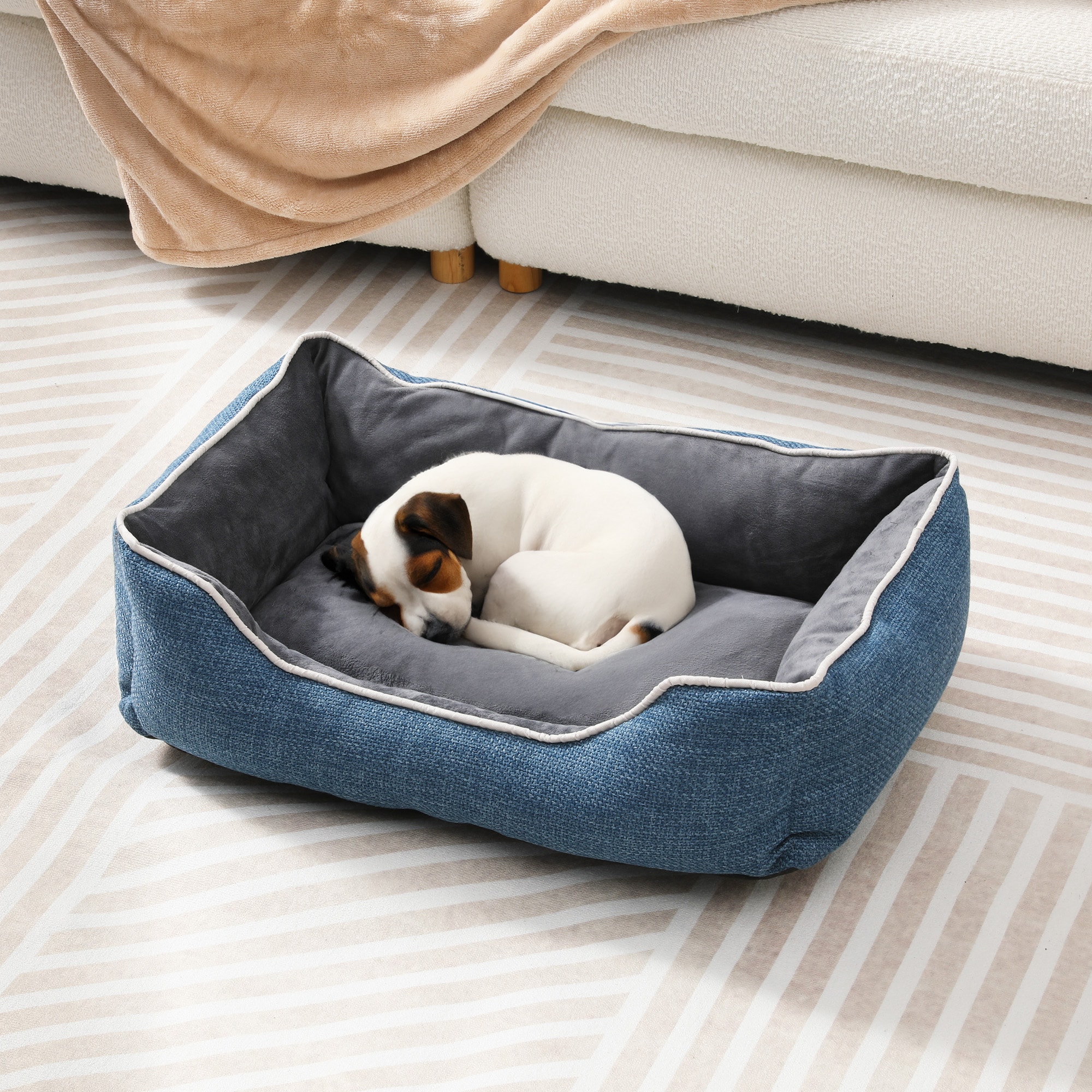 Small Dog Bed with Anti-slip Bottom, Cat Bed with Removable Washable Cover, Plush Pet Bed for Dogs and Cats, Cute Dog Pillow Bed, Calming Cat Couch Be