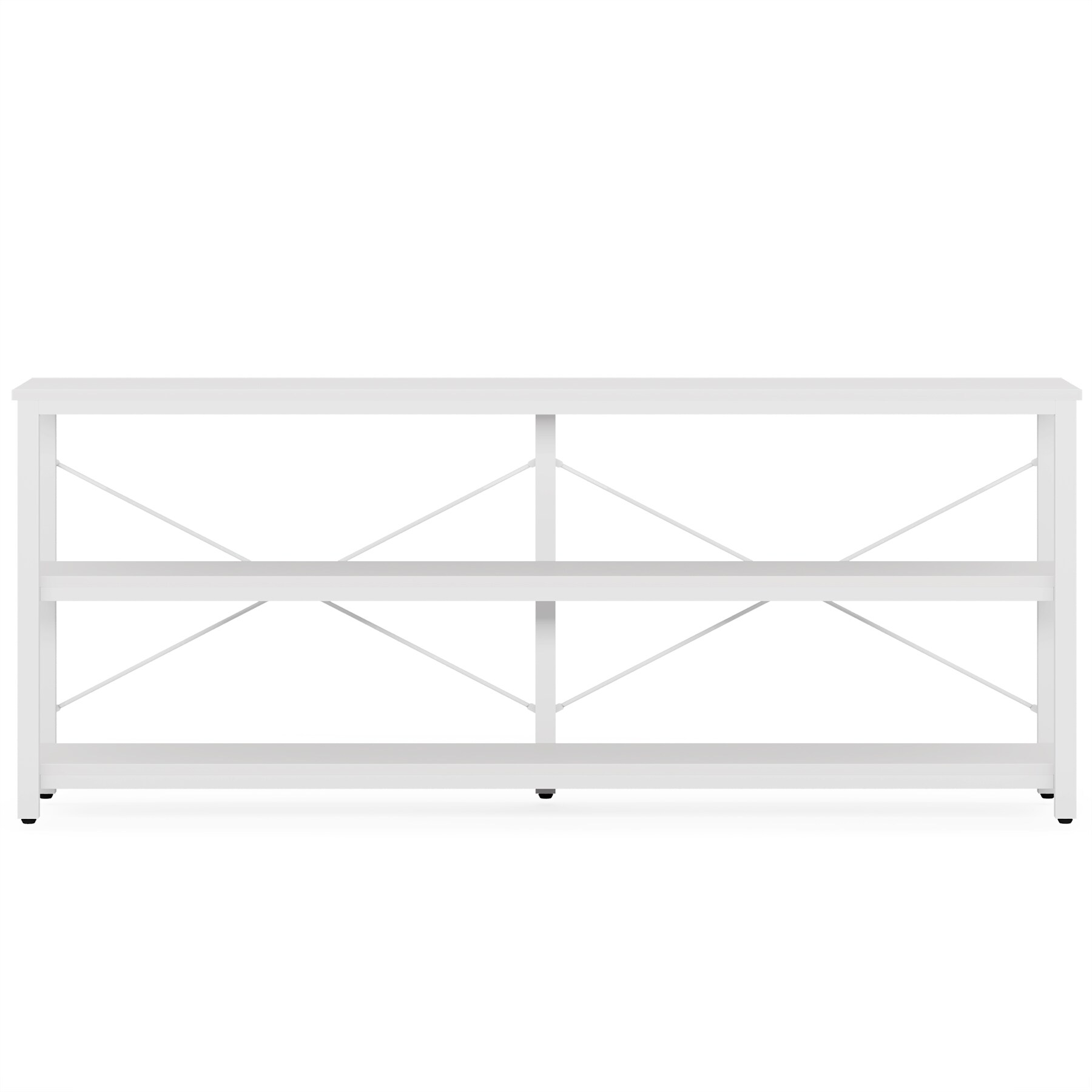 Extra Long Console Table, 3-Tier Industrial Sofa Table with Storage