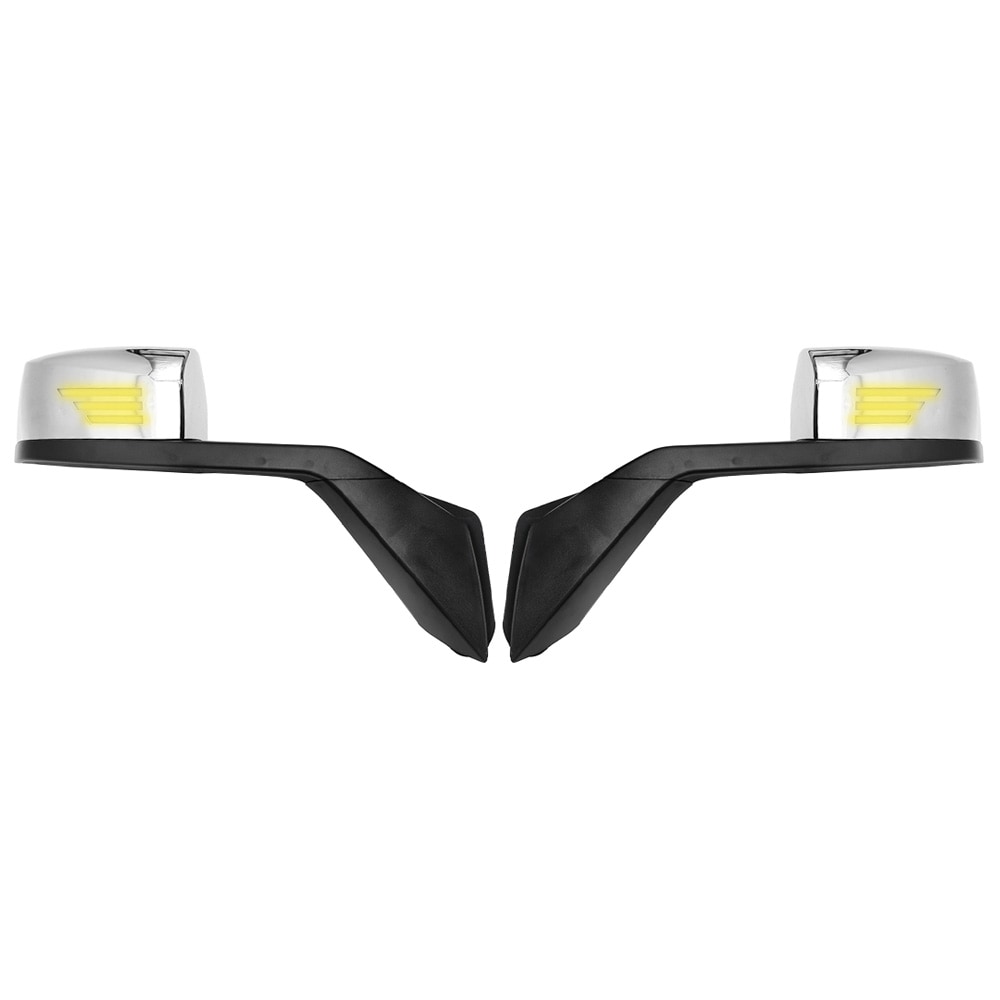 Chrome Hood Mirrors With Turn Signal Light Suitable for Volvo VNL 2000-2015, Pair Left/Driver and Right/Passenger Both Sides