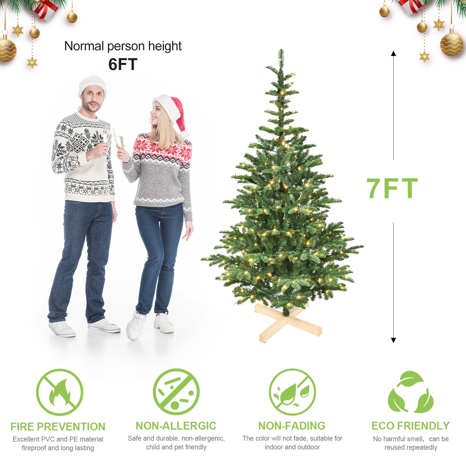 7ft PE/PVC mixed tree
