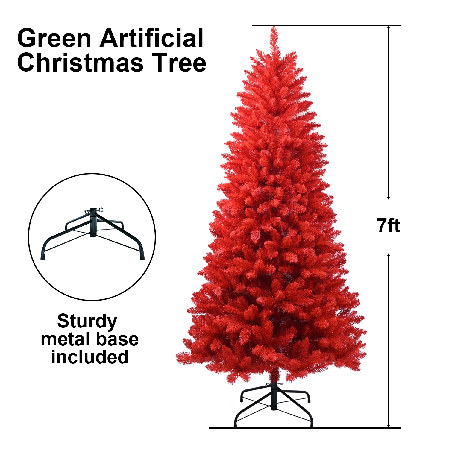 7FT PVC red tree