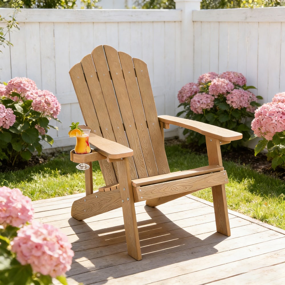 Weather Resistant HIPS Outdoor Adirondack Chair with Cup Holder
