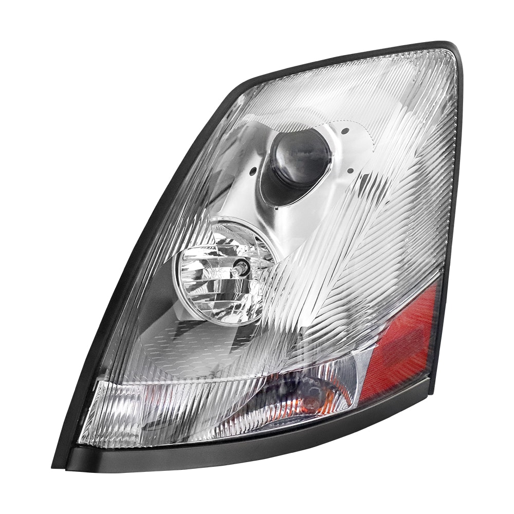 Chrome Headlight Assembly Fit for 2004-2018 Volvo VNL VNM 2004-2015 Volvo VN Halogen, Headlamp Left/Driver Side, Bulbs Included
