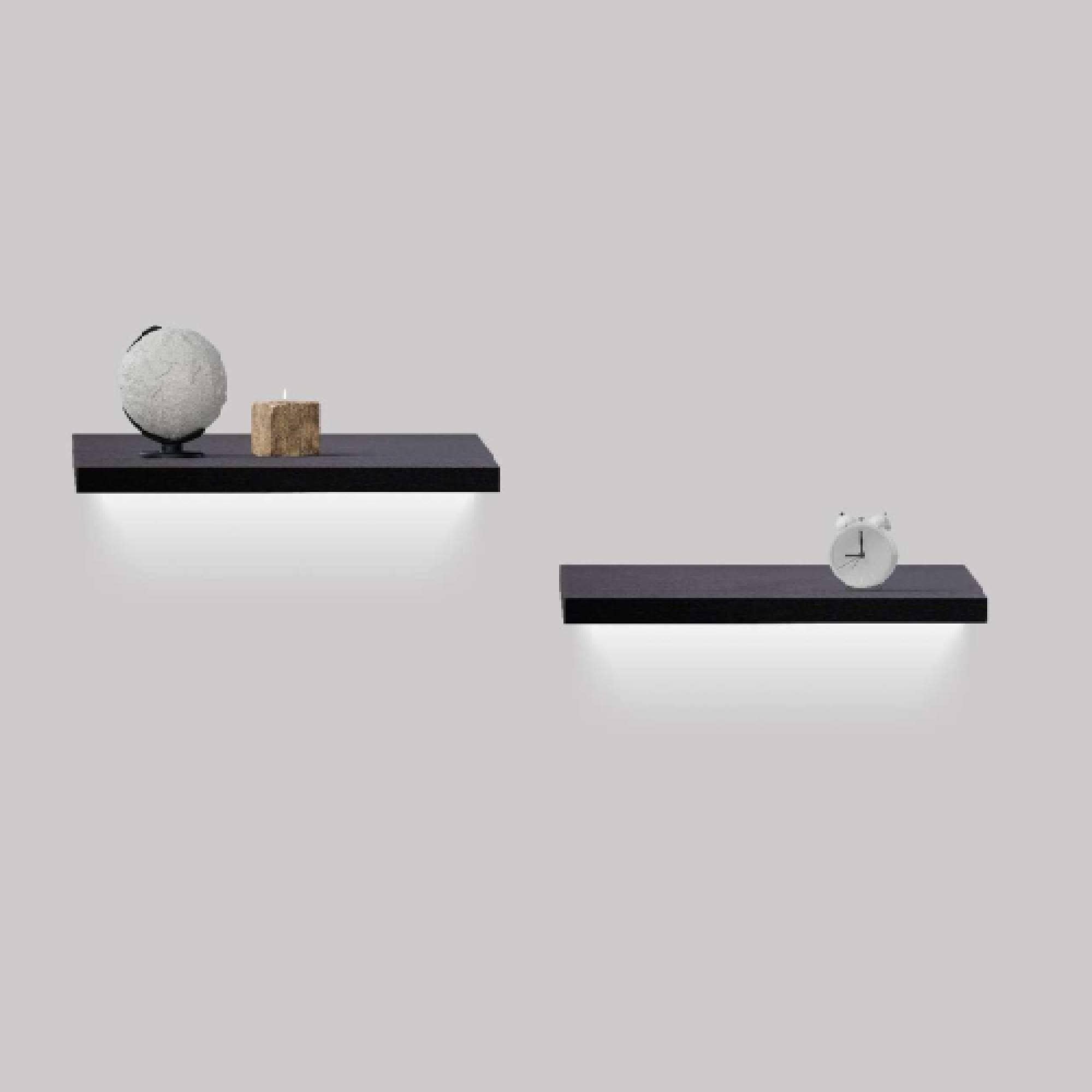 2-Piece Floating Wall Shelves w/LED Light, 15.75
