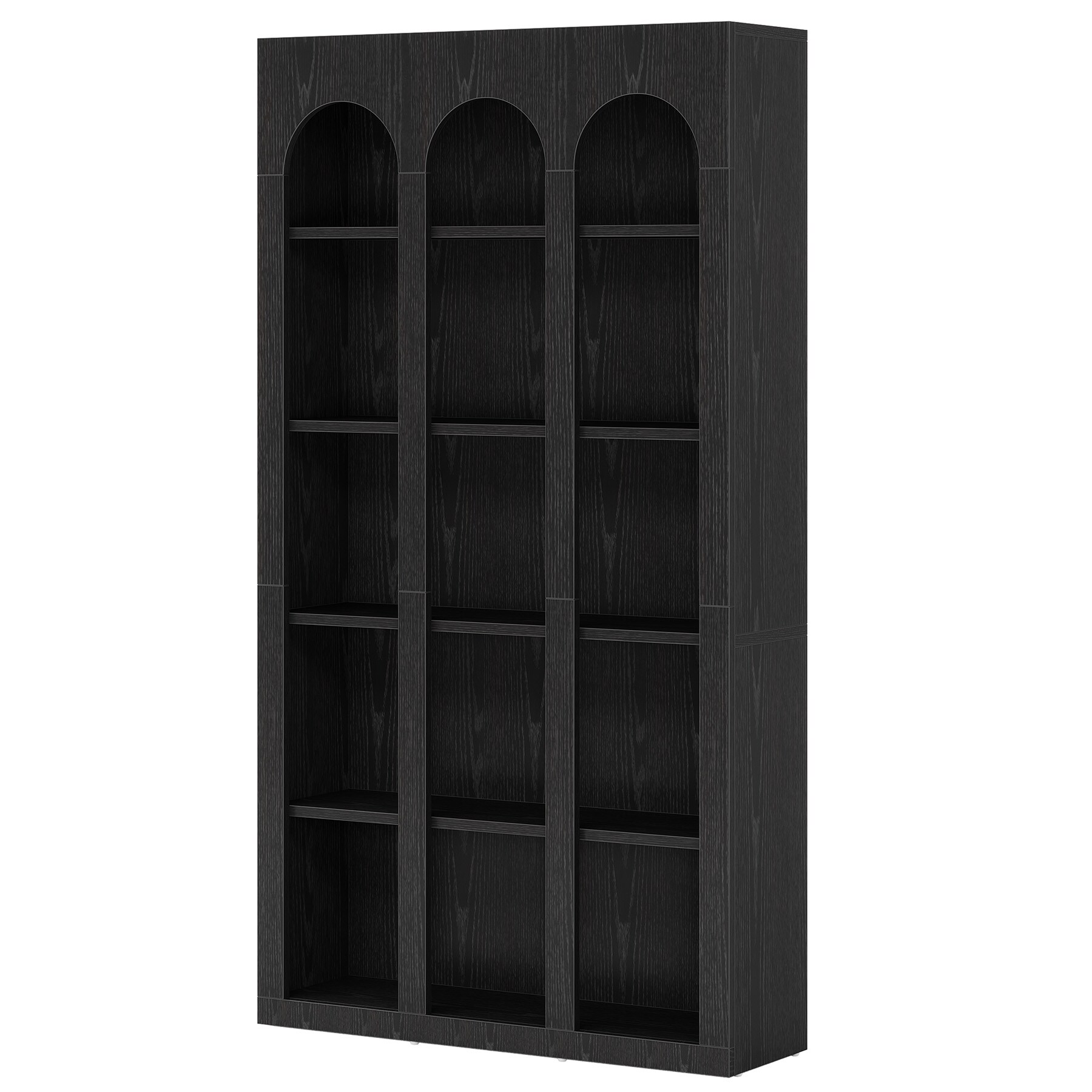 Wood Bookshelf, 5-Tier Rustic Bookcase Display Storage Shelving Unit