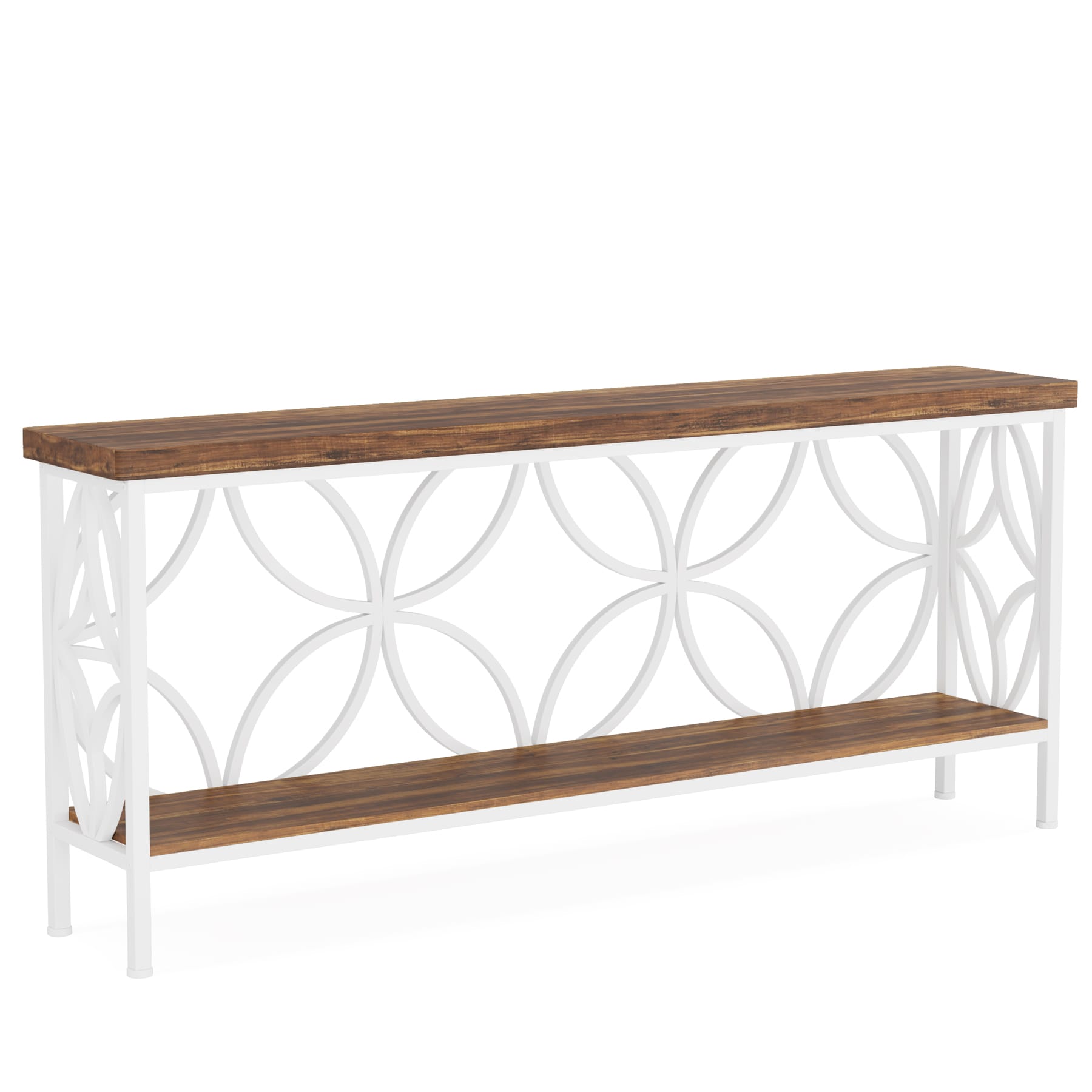 2-Tier Console Table, Industrial Sofa Table Behind Couch