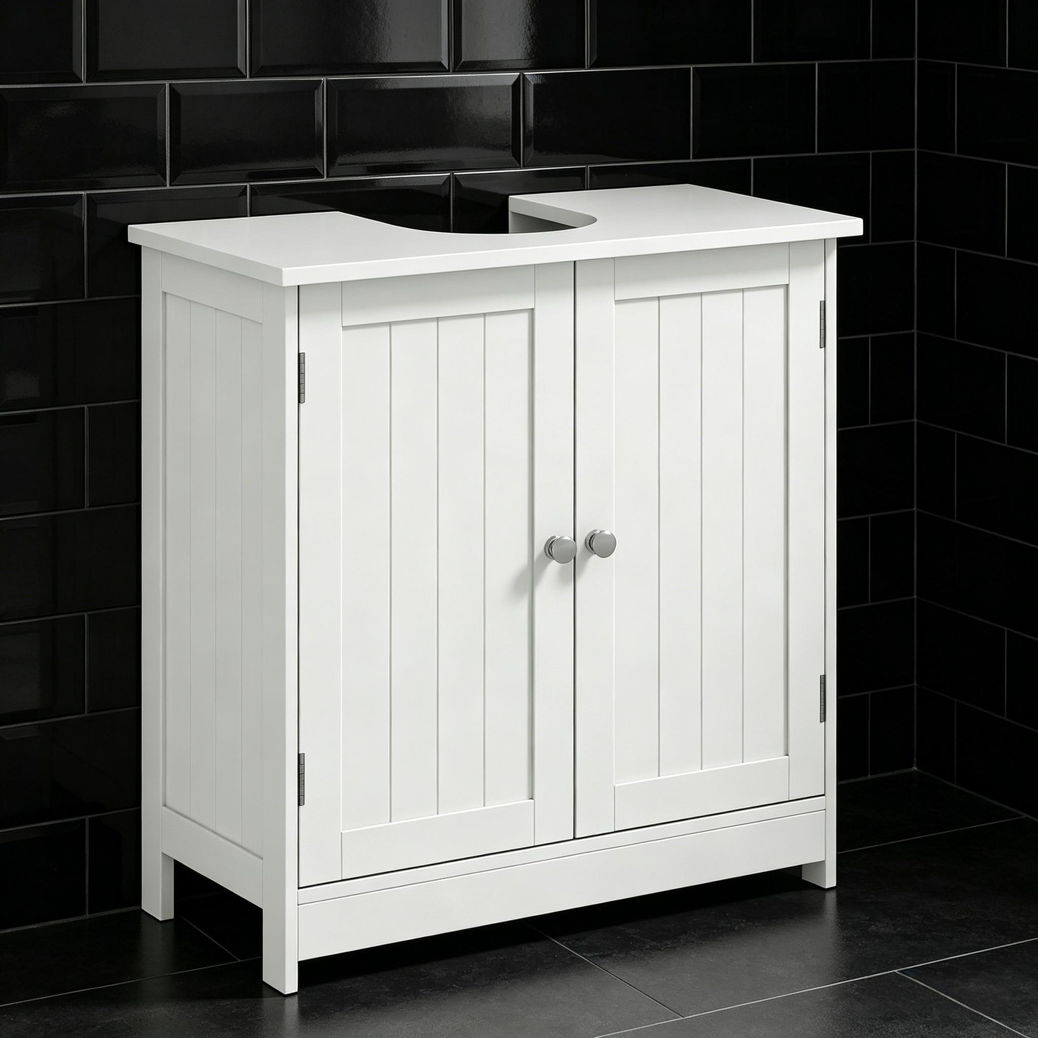 Under Sink Bathroom Cabinet, Pedestal Sink Storage Cabinet with 2 Doors