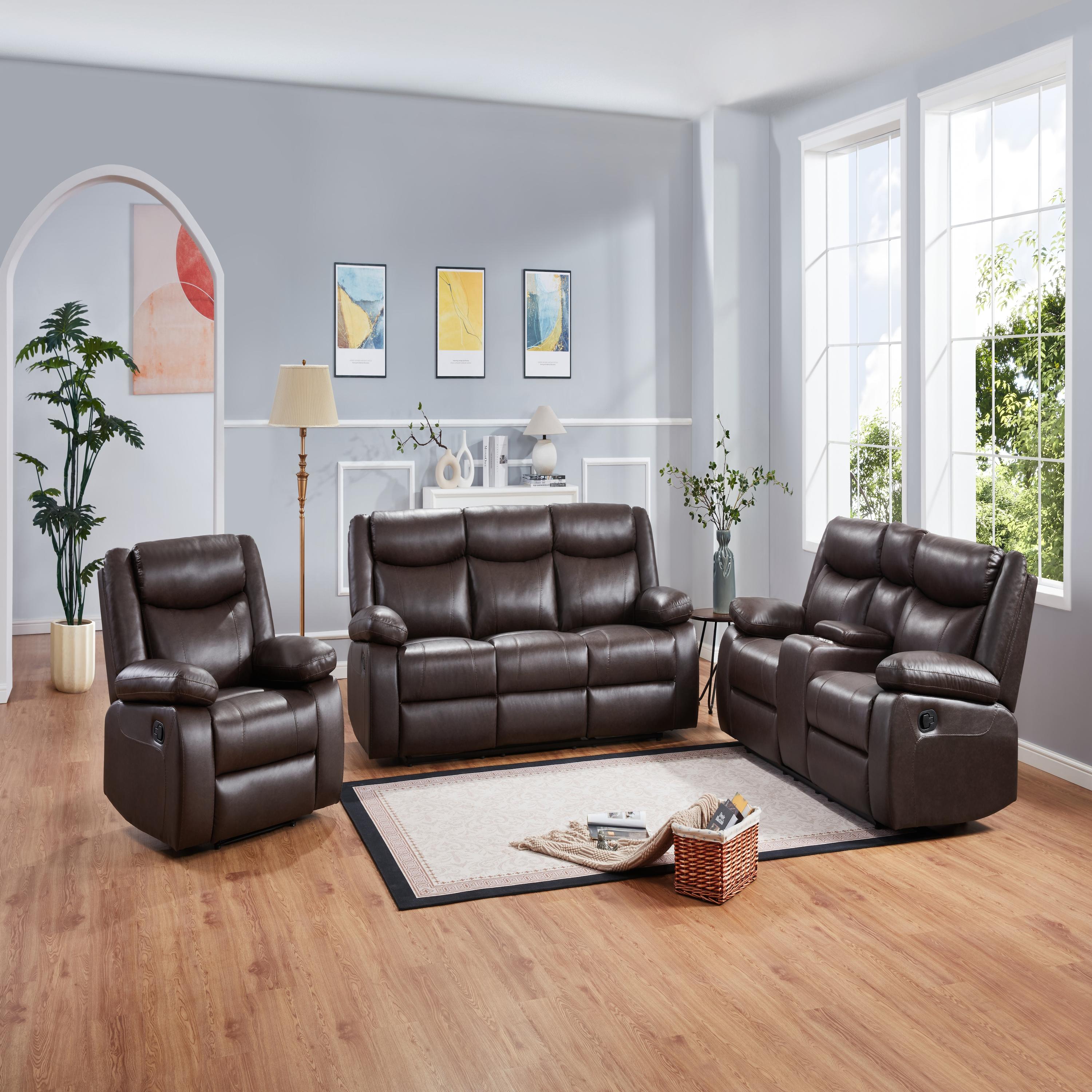 Electric Power Loveseat Recliner, Faux Leather Power Reclining Sofa with USB Ports, Cup Holders for Living Room-Dark Brown