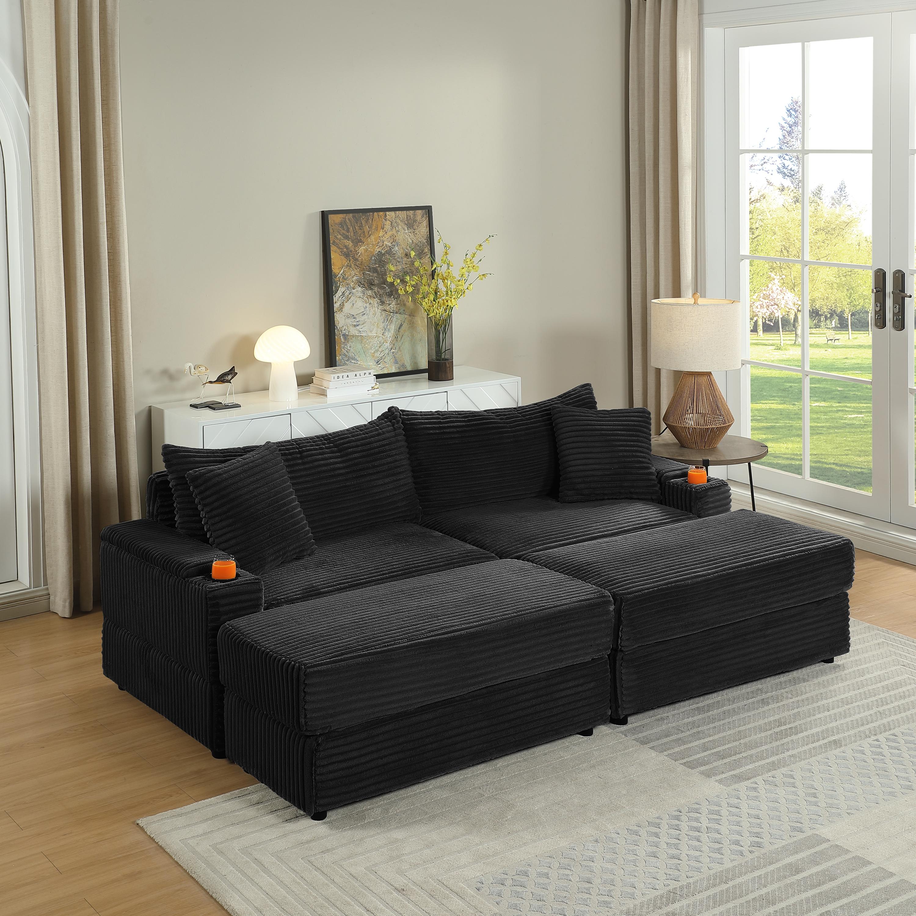 sofa With 2 toss pillows and a ottoman ,Comfy Sofa- Deep Seat Couch for Living Room