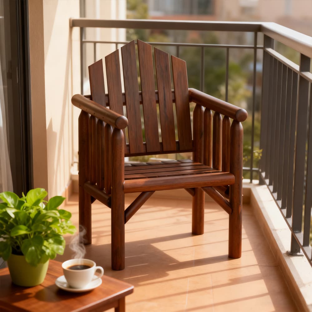 Outdoor Wood Armchair Wooden Patio Dining Chair with Armrests for various outdoor space