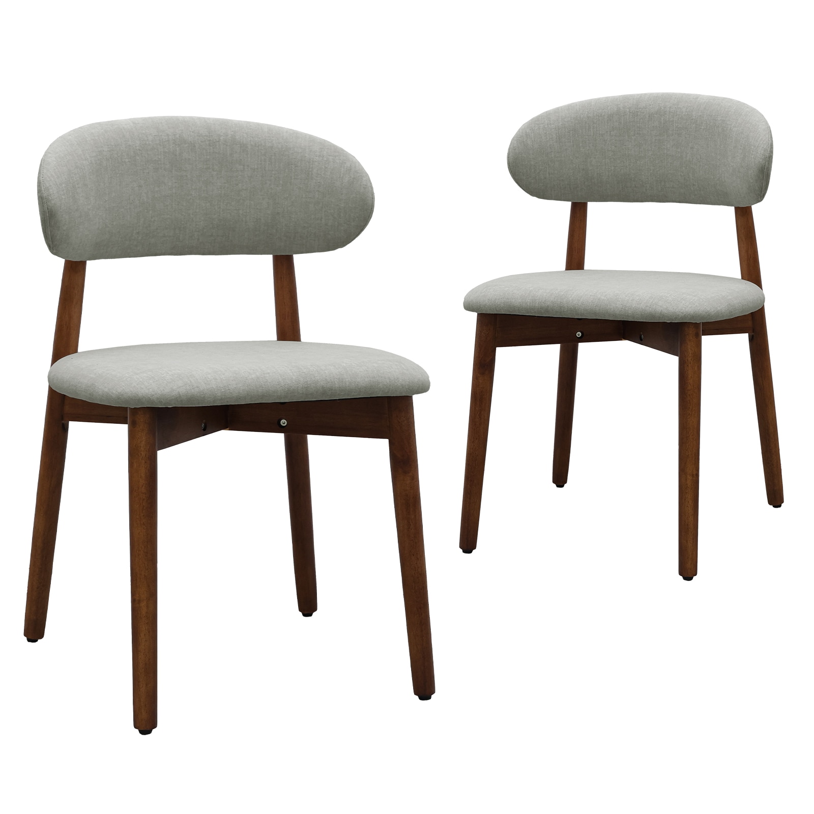 Laurel Green Flannelette Upholstered Dining Chair with Walnut Solid Wood Legs, Armless Chair Set of 2 for Kitchen, Restaurant, Living, Meeting Room