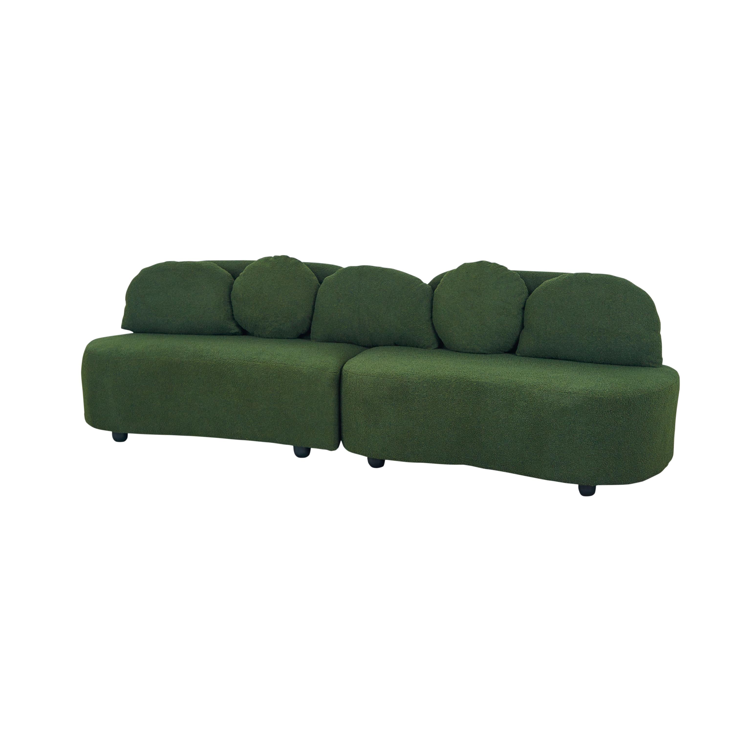 2102 Green Teddy Velvet Sofa, Left Side