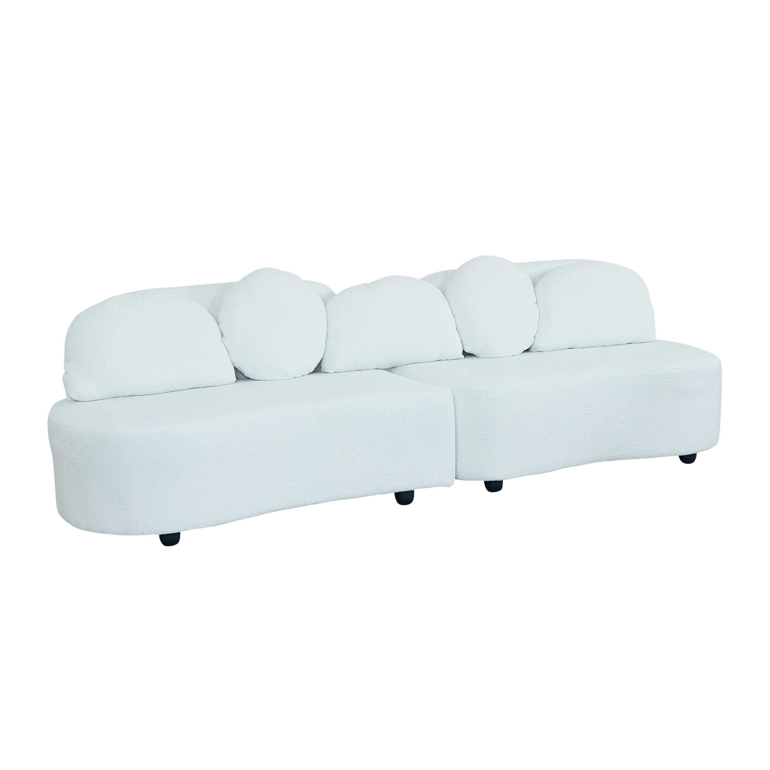2102 Beige Teddy Velvet Sofa, Left Side