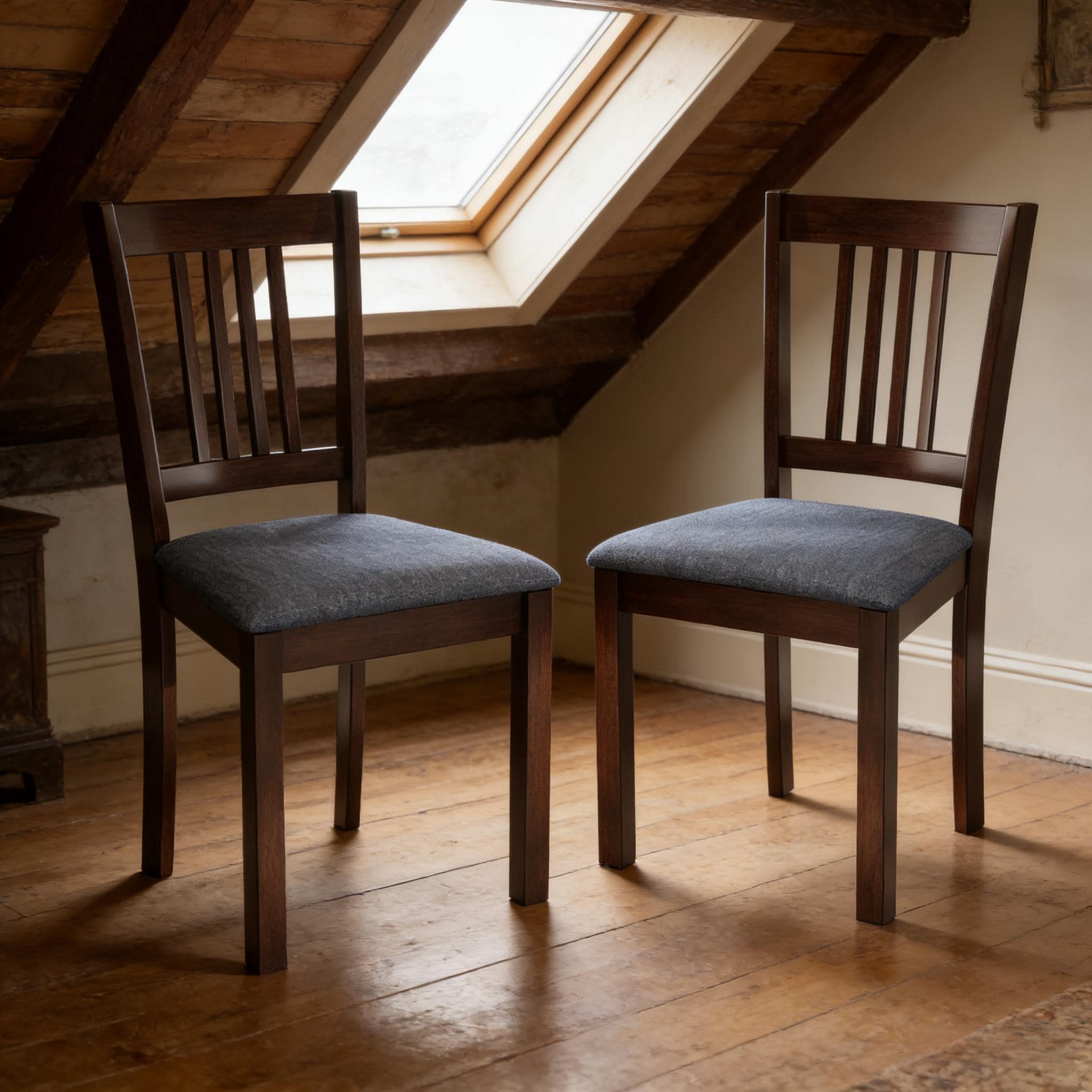 Dining Chairs Set of 2 Linen Upholstered Kitchen Chairs with Rubber wood Legs